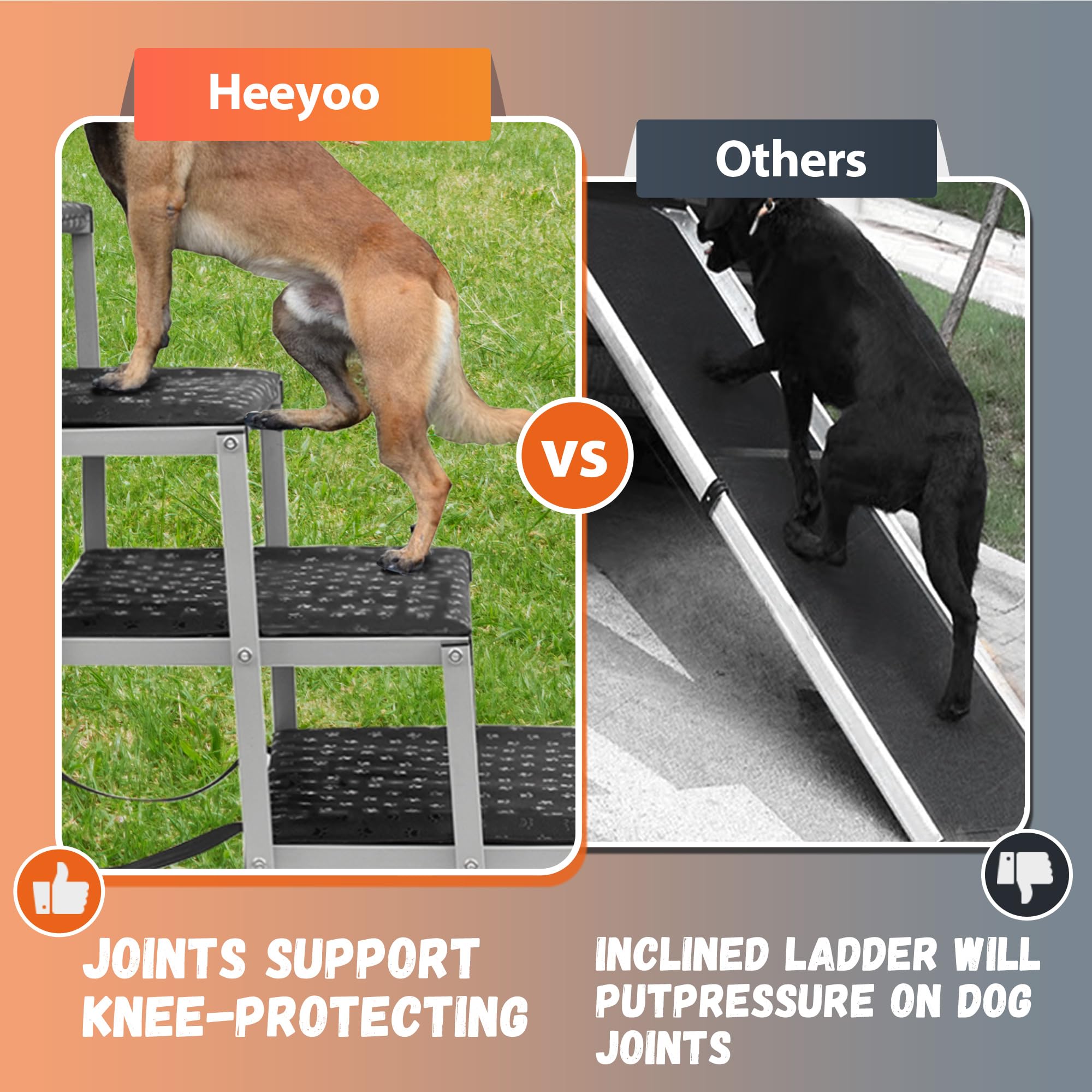 Dog Ramps For Large Dogs - Portable Dog Steps For Cars And Suv, Truck, Lightweight Non-Slip Dog Stairs Support Up To 200 Lbs