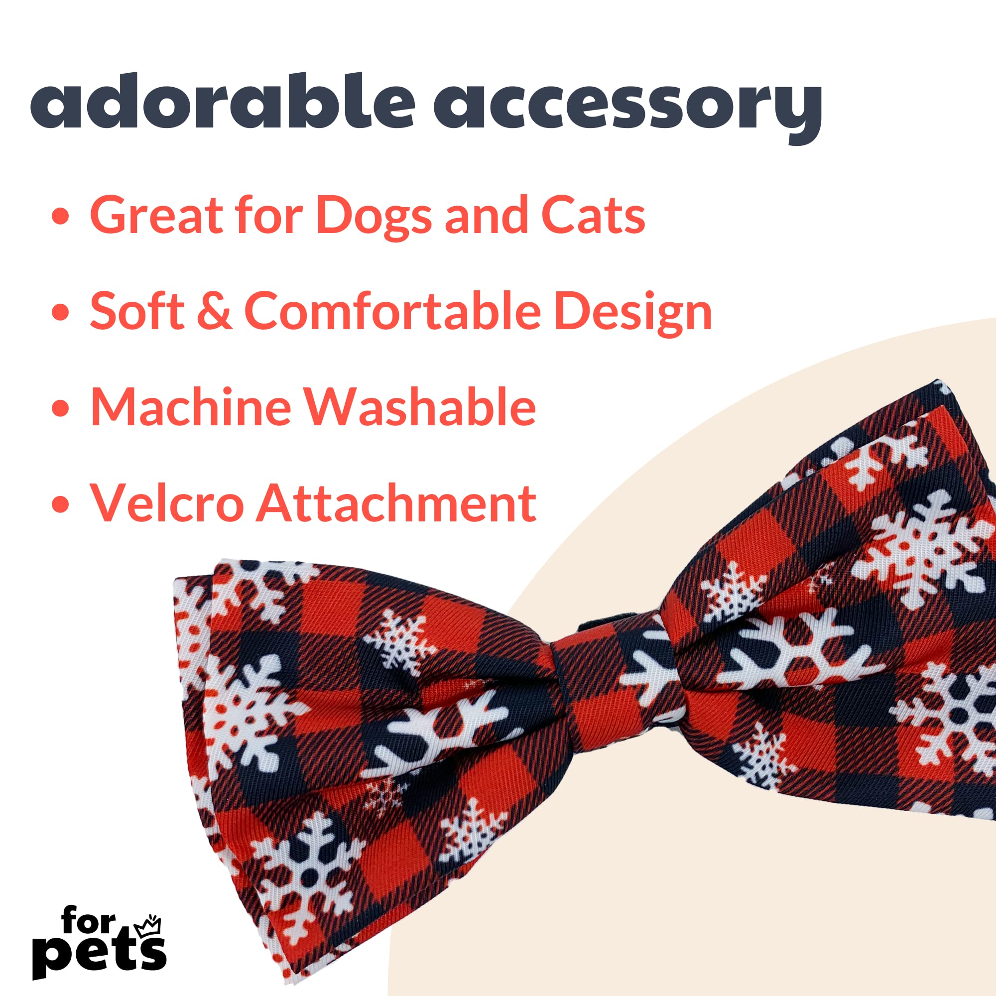 Huxley & Kent Extra-Large Buffalo & Snow Bow Tie Collar For Dogs & Cats - Christmas Holiday Bow Ties