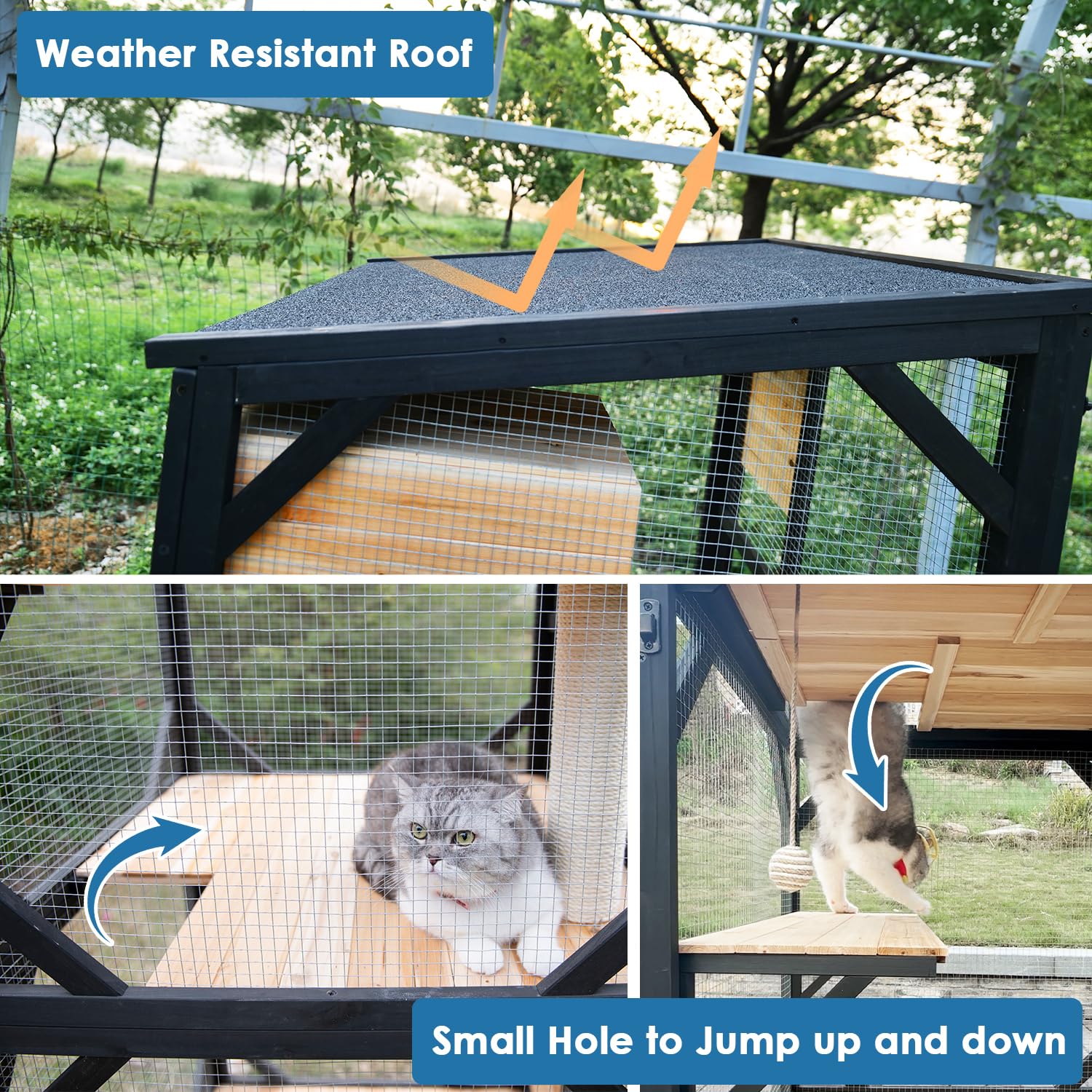 Funxplore 4 Tiers 70.9'' H Cat Catio Cat House Outdoor Enclosure Window Large Outside Patio With Removable Floor, Scratching Pos