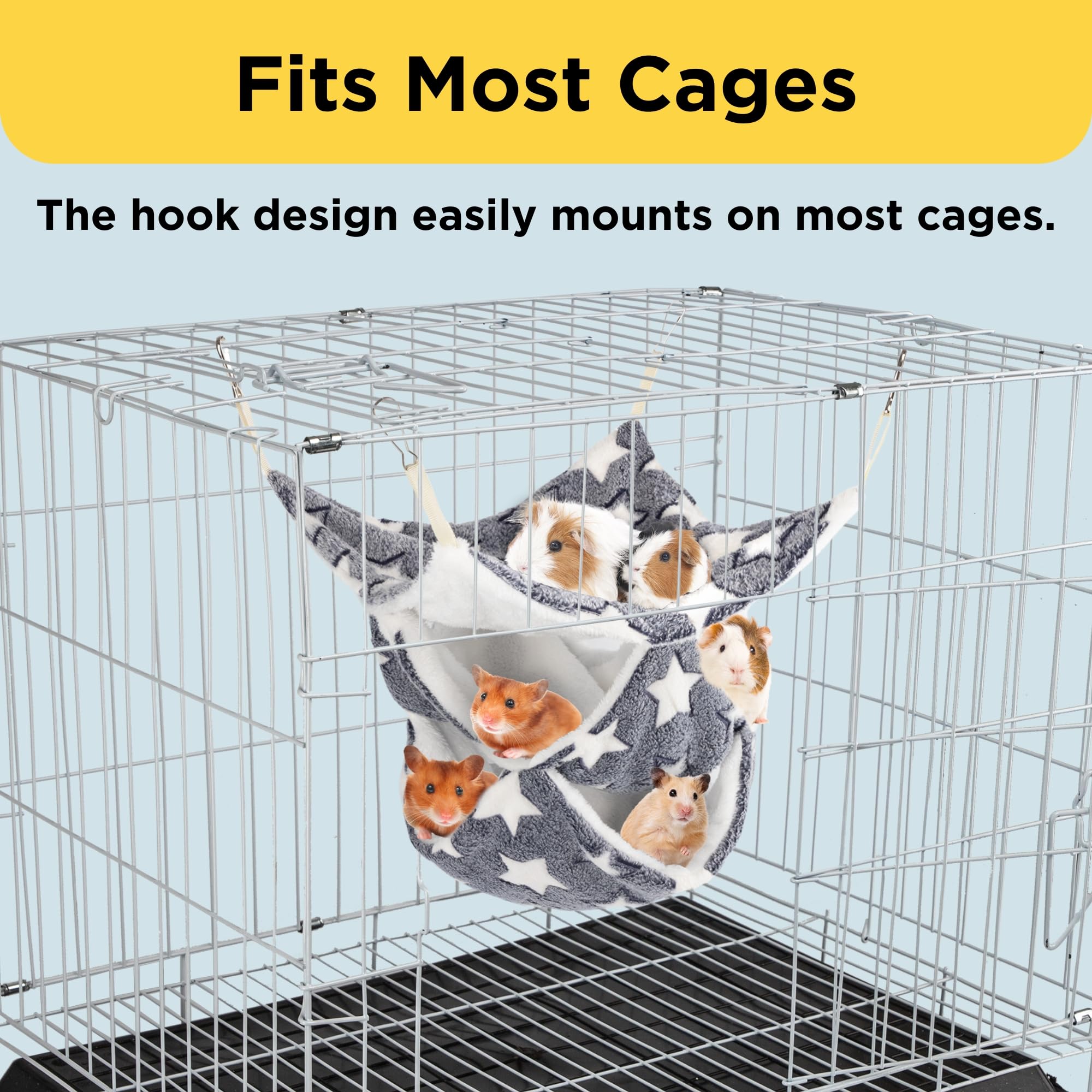 Kangerle 2Pcs 3-Tier Large Ferret Guinea Pig Hammock, Rat, Sugar Glider, Hamster Cage Accessories, Critter Cuddler Triple Fun &