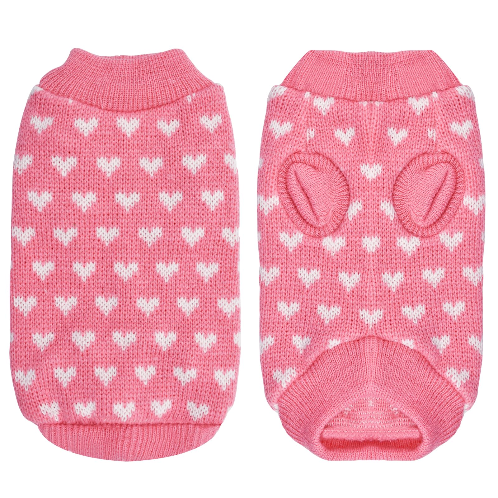 Valentine'S Day Pink Heart Pet Sweater For Dogs - Cozy Knitted Small To Medium Dog Sweaters, Adorable Puppy Cat Dogs Sweater Wit