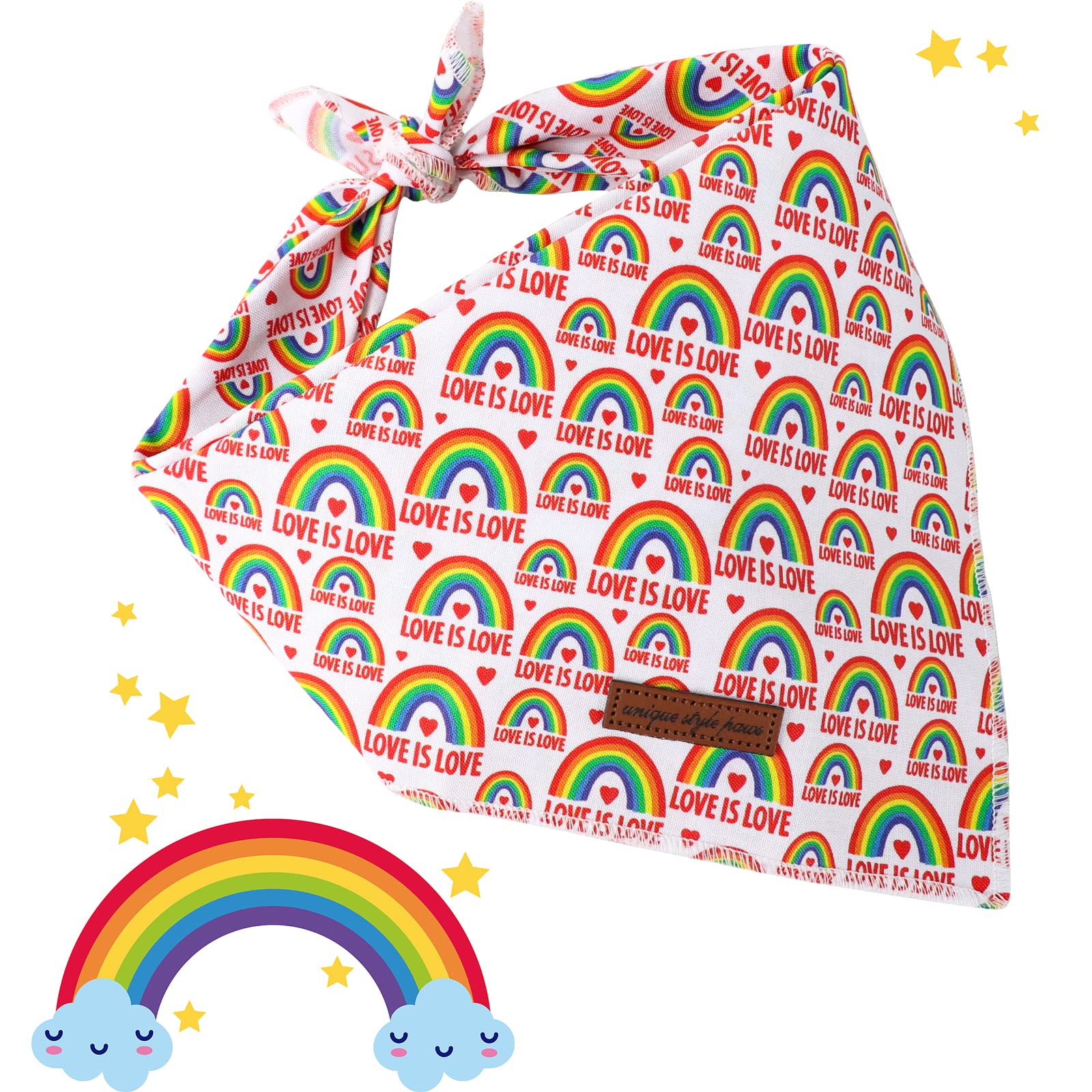 Unique Style Paws Pride Day Rainbow Dog Bandana, Love Is Love Best For Small Medium Large Boys Girls Dogs