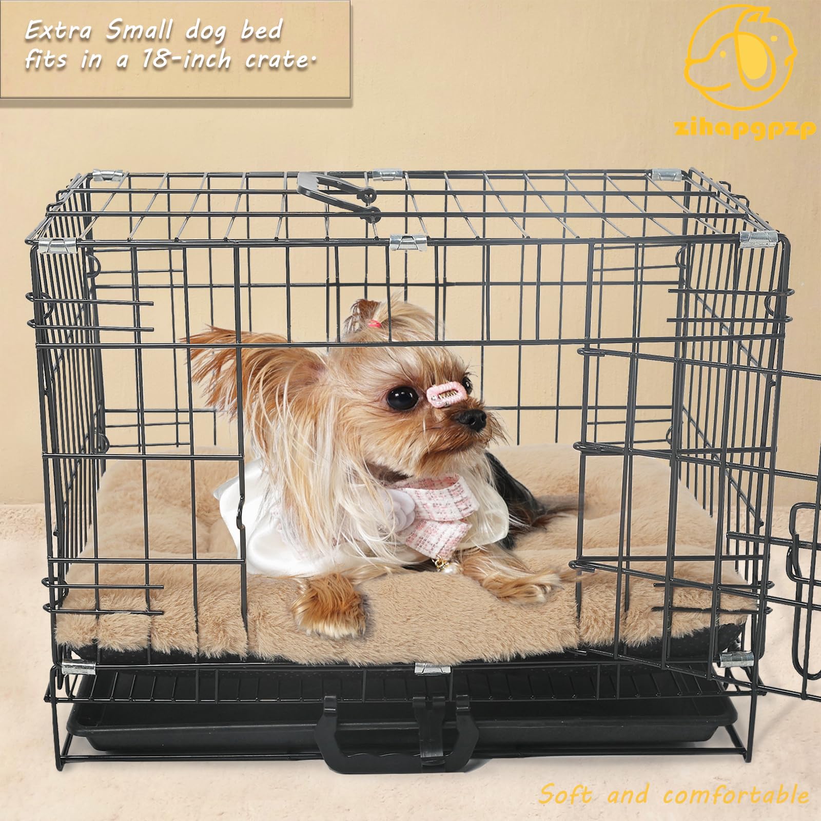 Dog Crate Bed 18 Inch Washable Dog Beds For Xx-Small Dogs Deluxe Thick Soft Fluffy Comfy Kennel Pad Anti-Slip Indoor Pet Sleepin