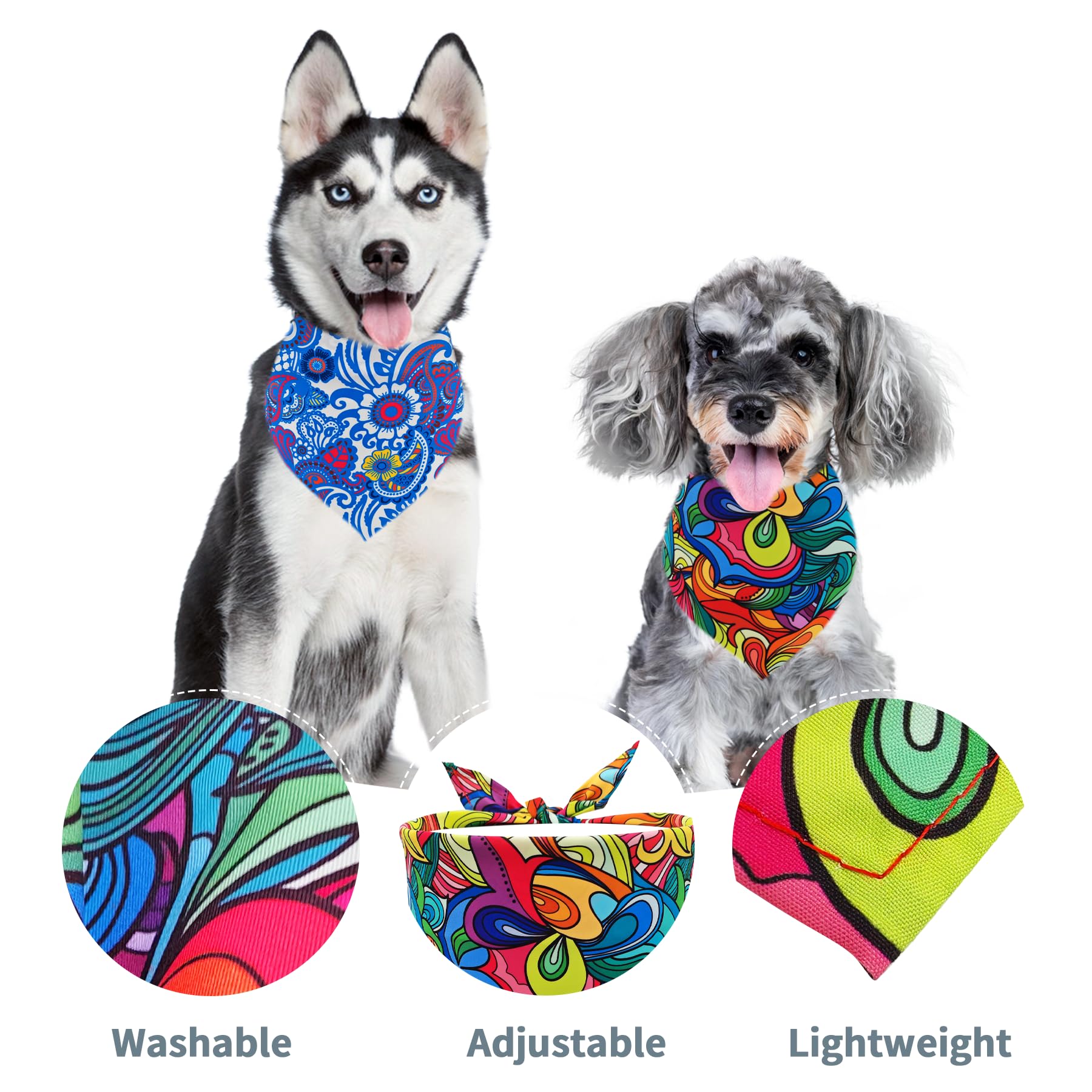 Pai Sence 7 Pcs Small Dog Bandanas Paisley 25 Inch Polyester Dog Bandana For Medium Dogs Cats Large Scarves Party Grooming M