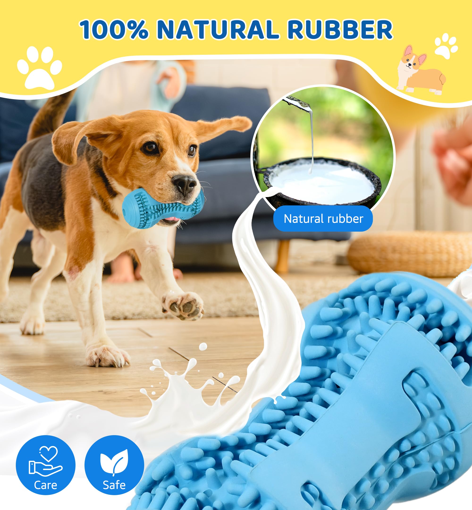 Iptpas Durable Dog Chew Toy For Teeth Cleaning, Natural Rubber Dental Toy For Small Medium Dogs & Teething Puppies, Tough Chew T