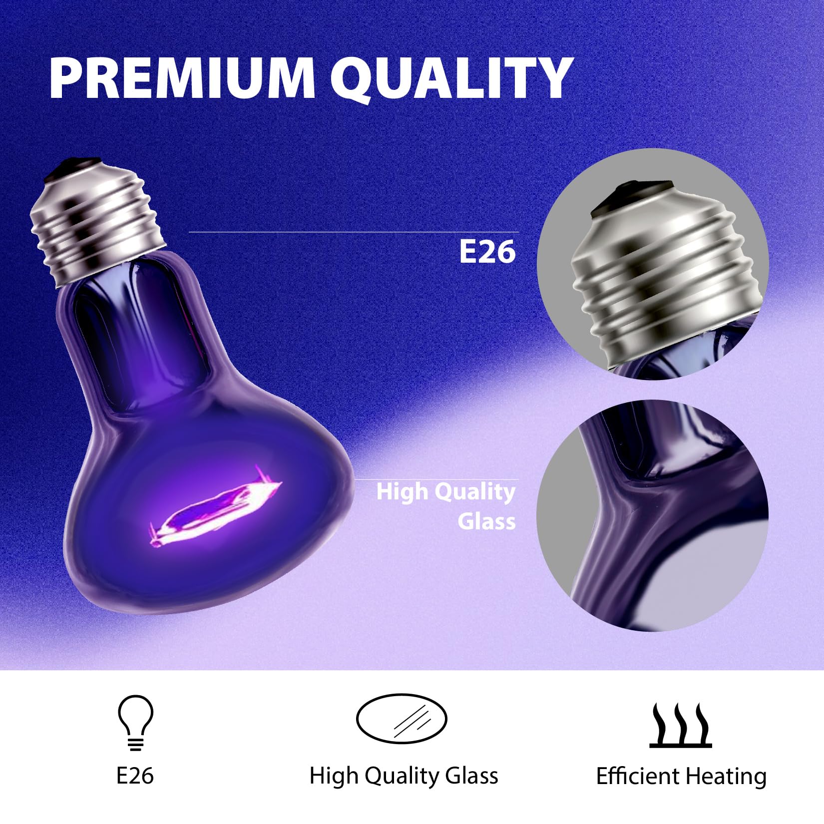 2 Pack Reptile Heat Lamp Bulbs 75W, Day And Night Basking Spot Heating Lamp Bulb Uva Natural Sunlight Moonlight Infrared Heat La