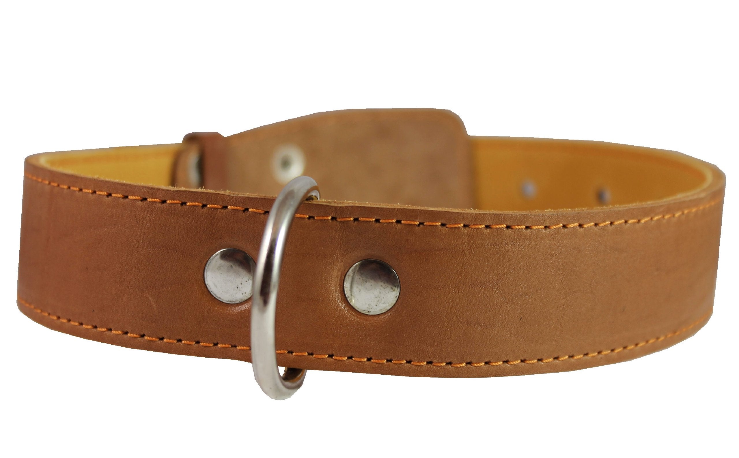 Genuine Leather Collar For Large And Xlarge Dogs 20'-25' Neck Size, 1.5' Wide, Brown.