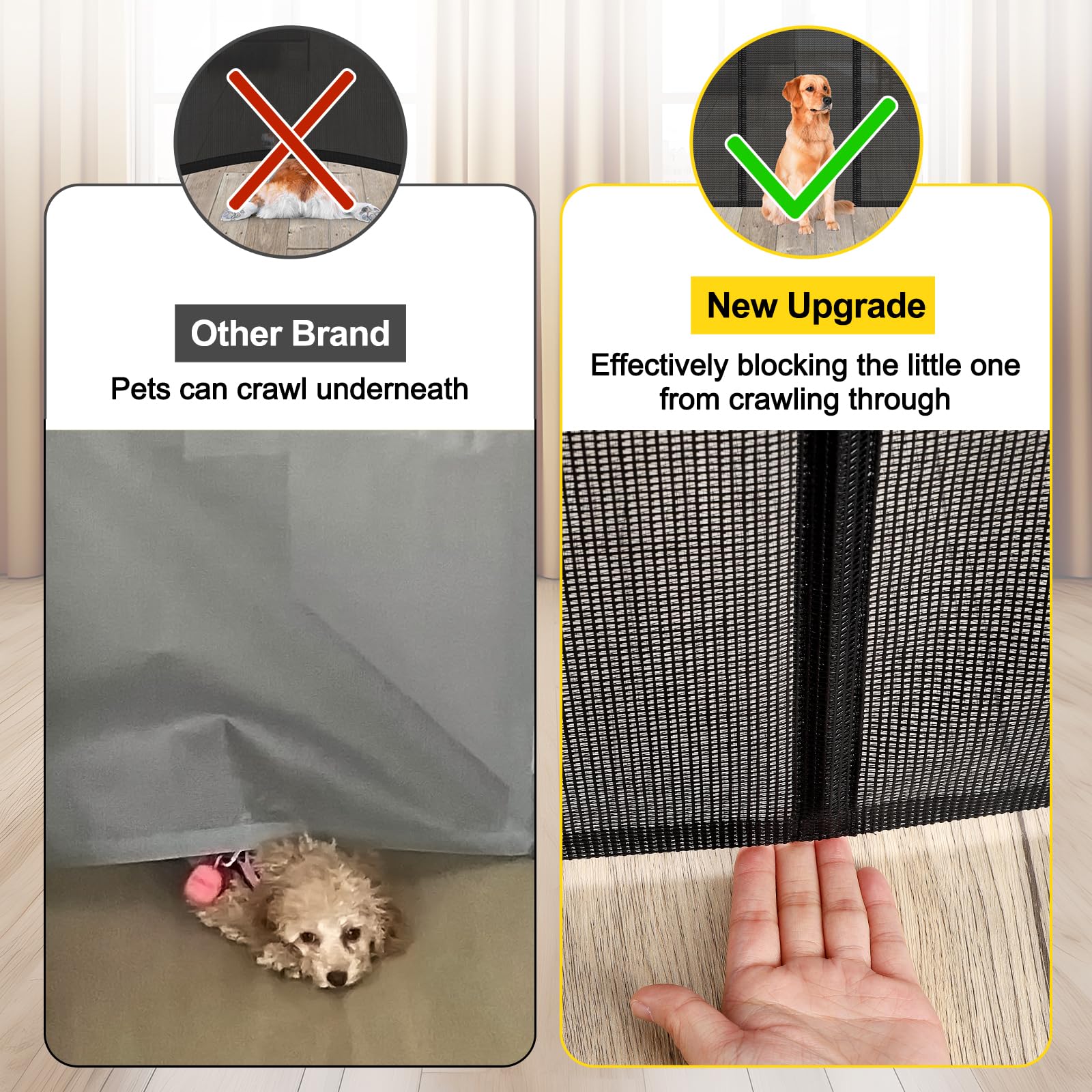 Reinforced 42    Tall x 200    Extra Wide Retractable Baby Gates, Extra Long Pet Gate with Support Rods, Outdoor Dog Gate for Wi