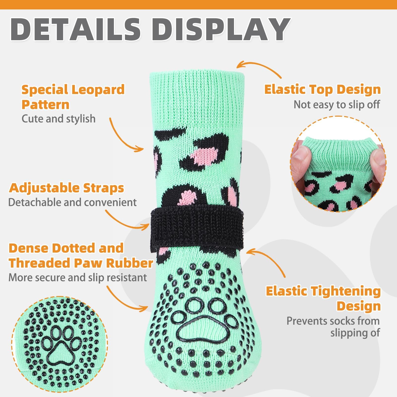 KOOLTAIL Anti Slip Dog Socks for Hot/Cold Pavement to Prevent Licking Paws, Dog Boots&Paw Protector with Grippers for Hardwood F