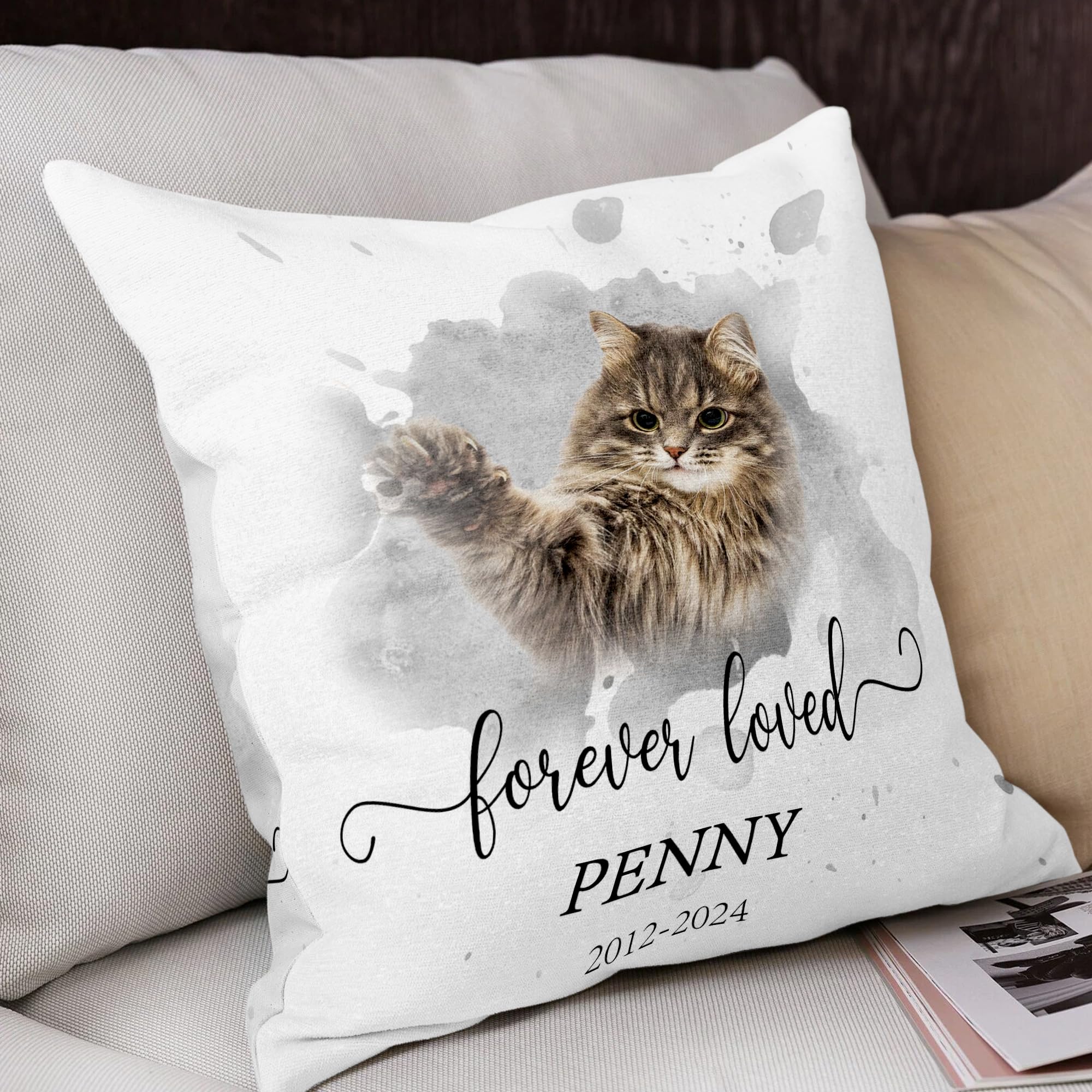 Funny Diy Custom Pet Memorial Gifts For Loss Of Dogs, Personalized Pet Watercolor Portrait Throw Pillows With Pictures, Dog Cat