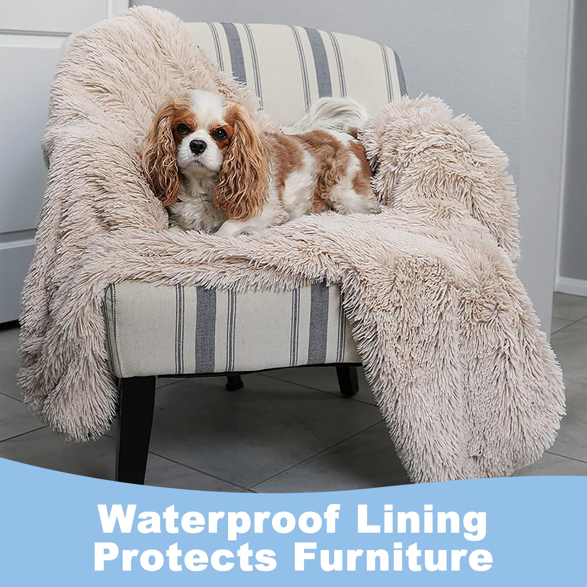 Pawproof Fuzzy Pet Throw Blanket - Waterproof Blanket For Dogs & Cats - Faux Fur & Ultra-Soft Microsuede - Grey L Size (48'X76'