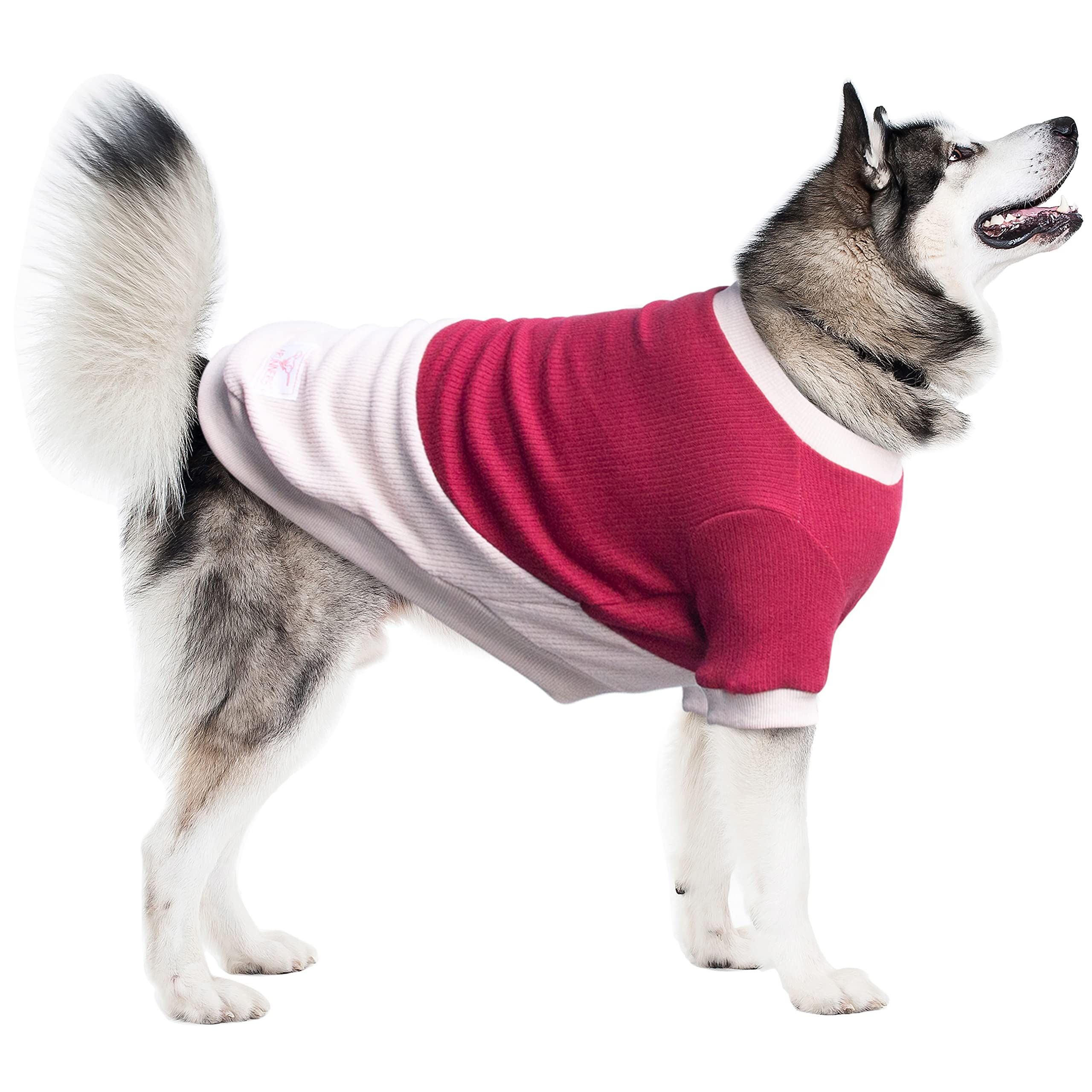 Arunners Extra Large Dog Sweaters Warm Clothes Pullover Sweatshirts For Labrador Rottweiler Great Dane, Dark Red Beige, 6X-Large