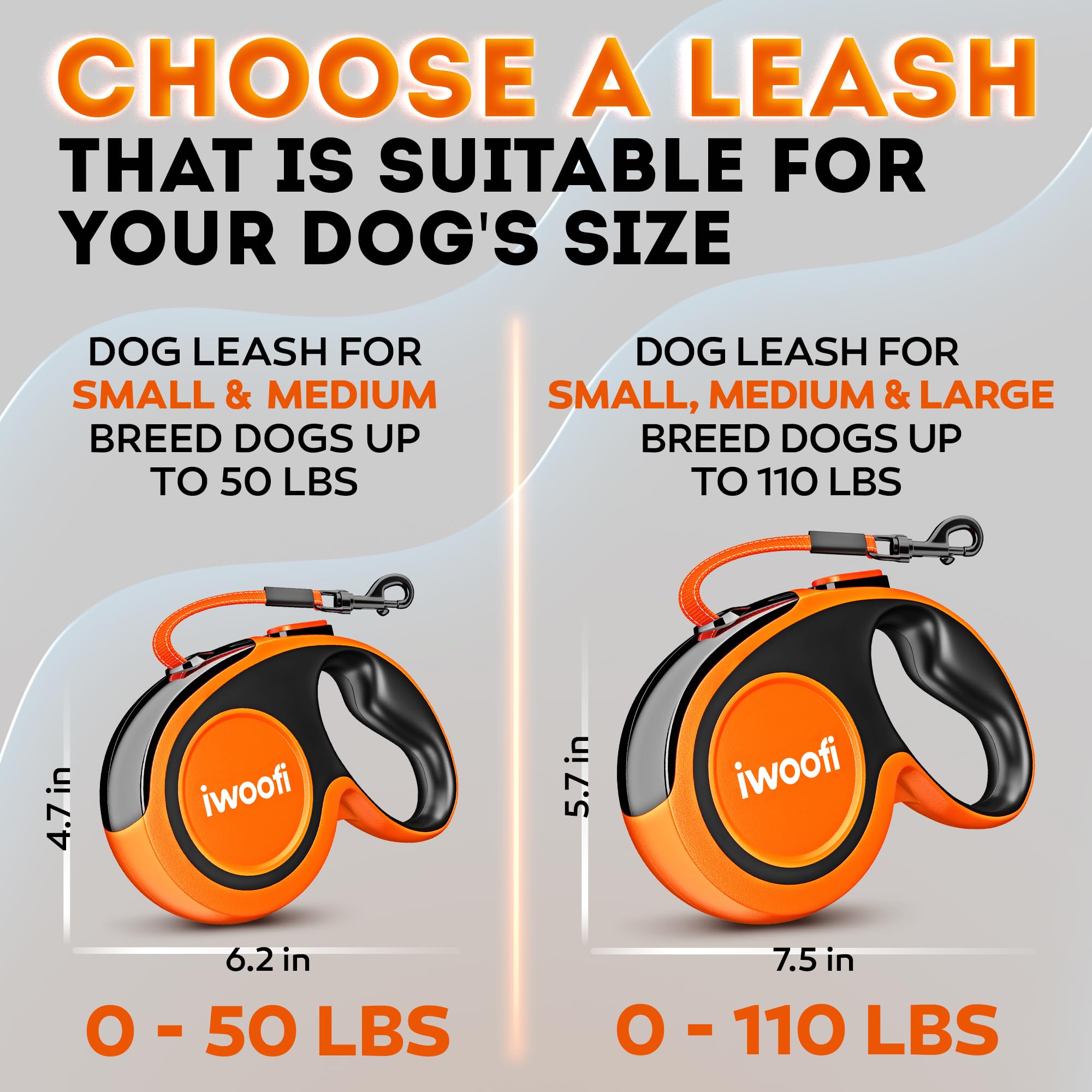 New 2025 Retractable Dog Leash 16,4 Ft' - Heavy Duty Retractable Pet Leash With Anti-Slip Soft Grip - Reflective Dog Leashes Wit