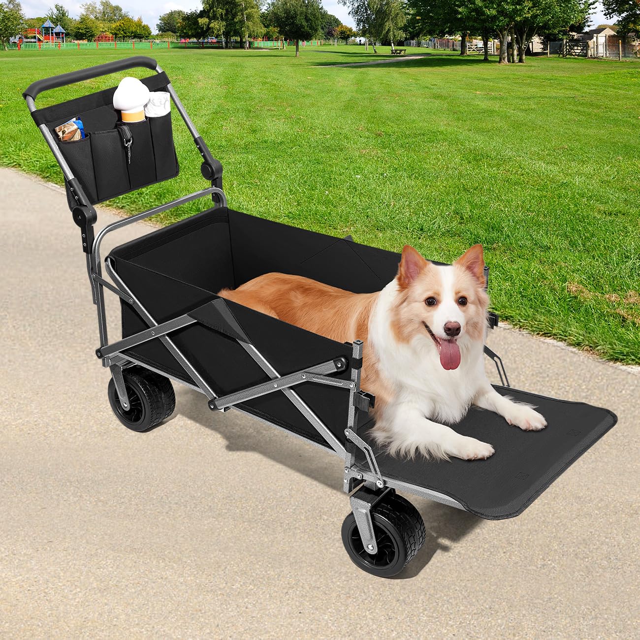 MAXFUT Large Dog Stroller for Large Medium Dogs,Older Dog Wagon Cart with Tailgate,Foldable Pet Strollers (Black)