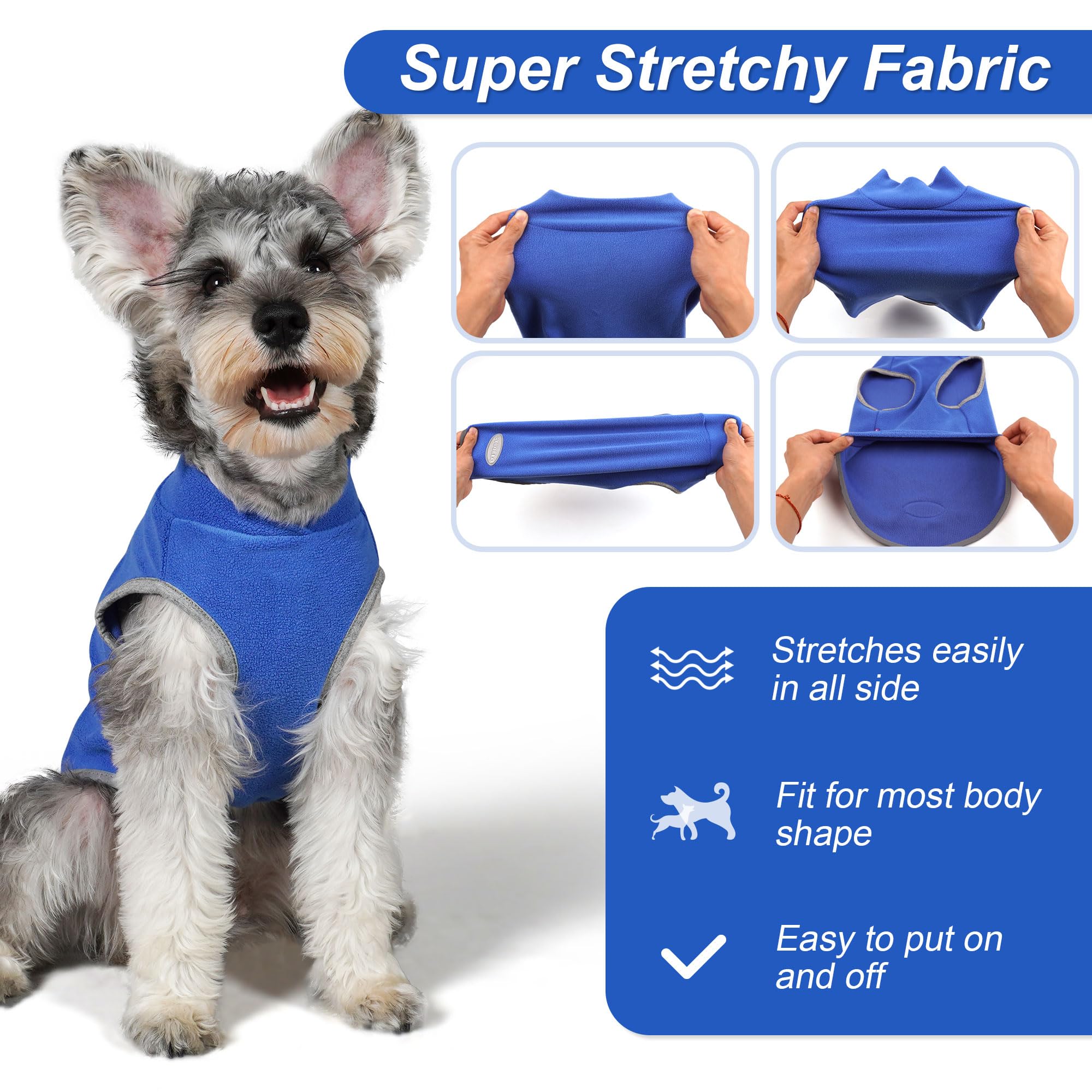 Cyeollo 2 Pack Fleece Dog Sweater Pullover Dog Sweatshirt Reflective Lightweight Sweaters Warm Clothes For Medium Dogs Boy Girl