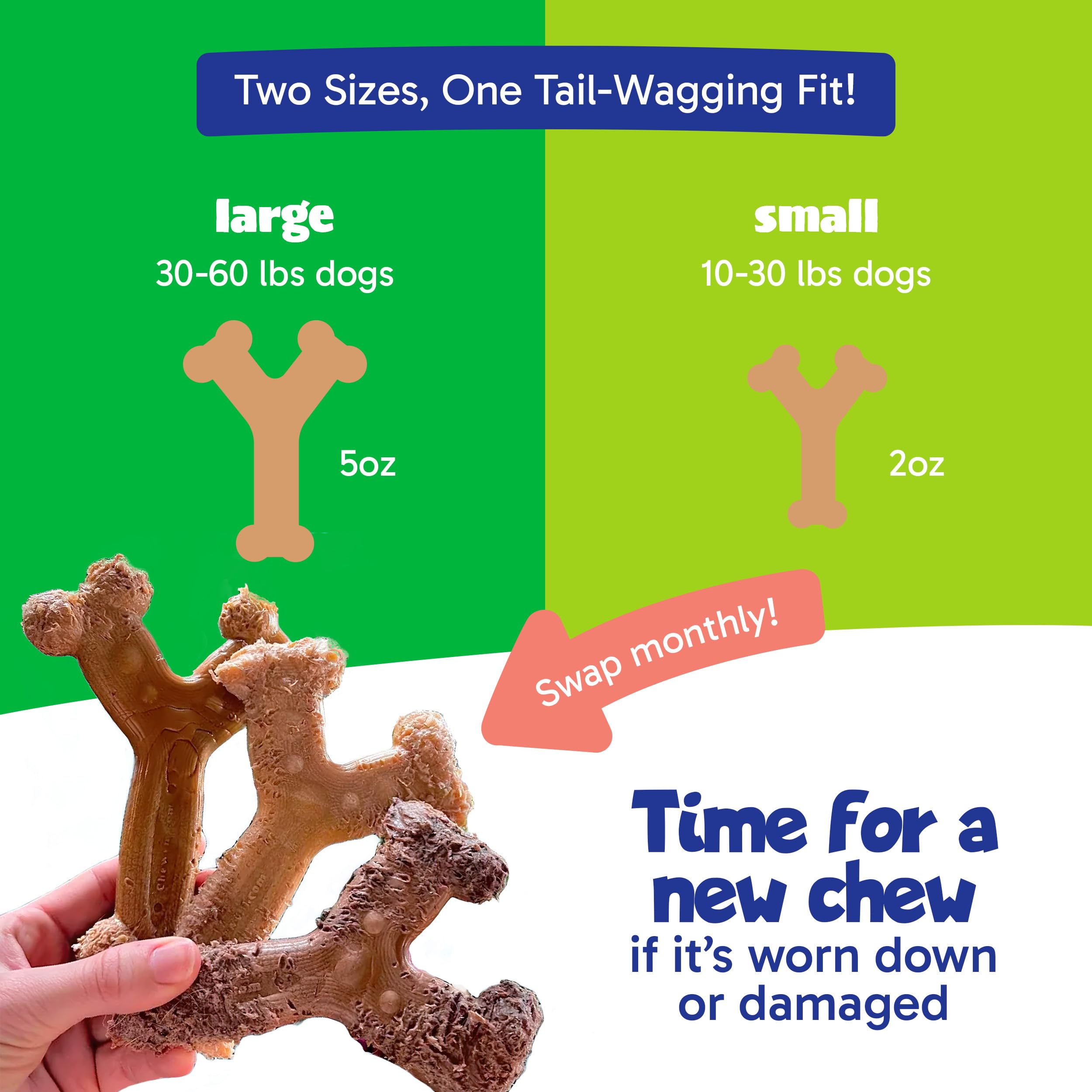 Chew'Ems Durable Chew Toys For Small Dogs | Long-Lasting & Flavorful Chew Dog Toys, Small Dog Breeds | Salmon-Flavored