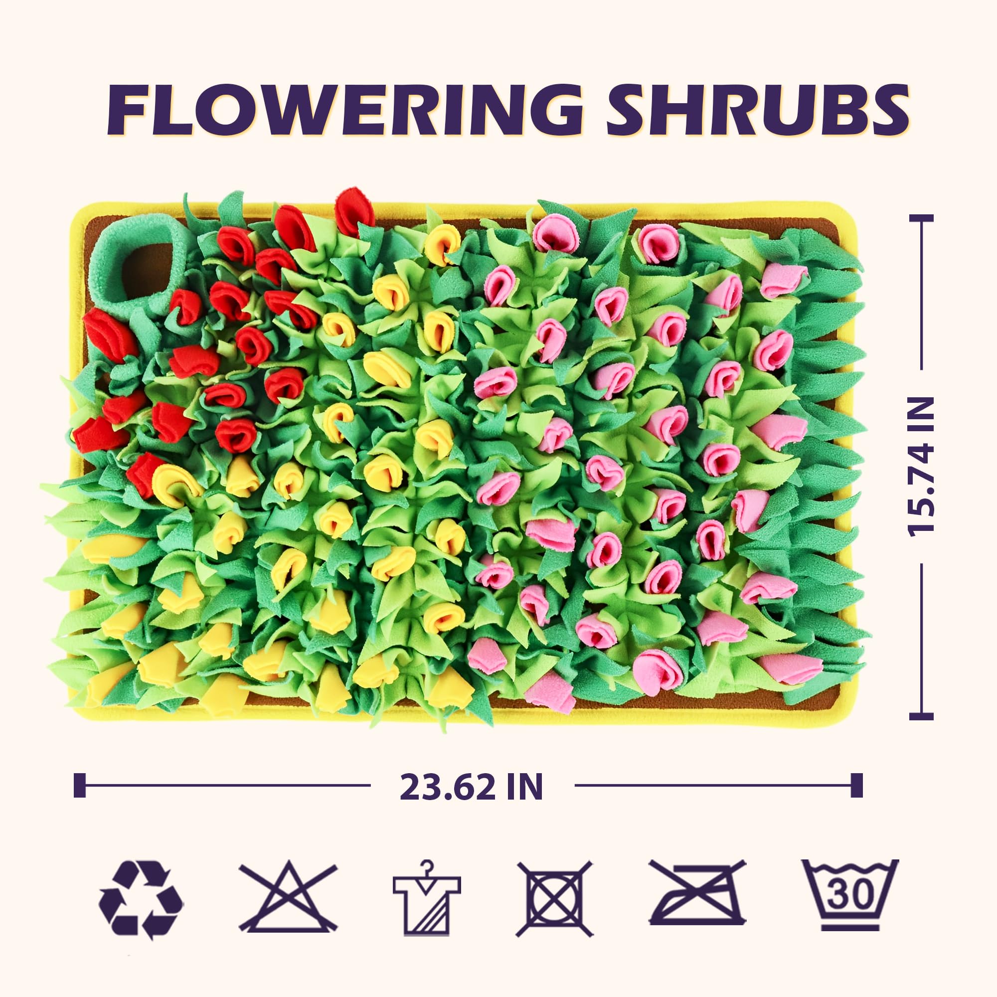 MHTTEC Dog Sniffing Mat Tulip Snuffle Mats for Dogs 23.62'' x 15.75'' Nosework Feeding Mat Polar Fleece Interactive Dog Slow Fee