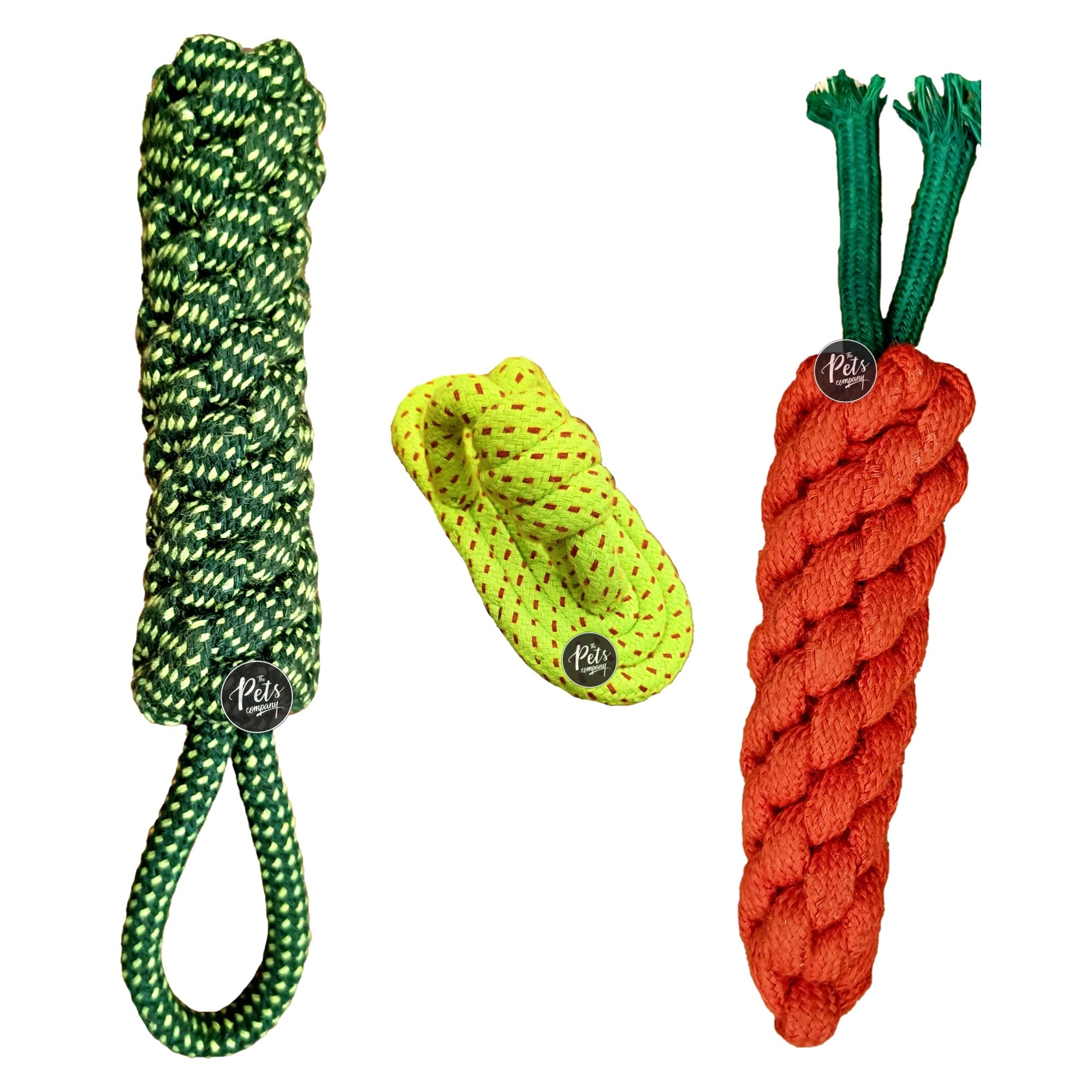 The Pets Company Dog Chew Toys For Puppy Teething & Training (Chew Slipper + Tug + Carrot), Dog Rope Toy Combo Of 3 For Small Do