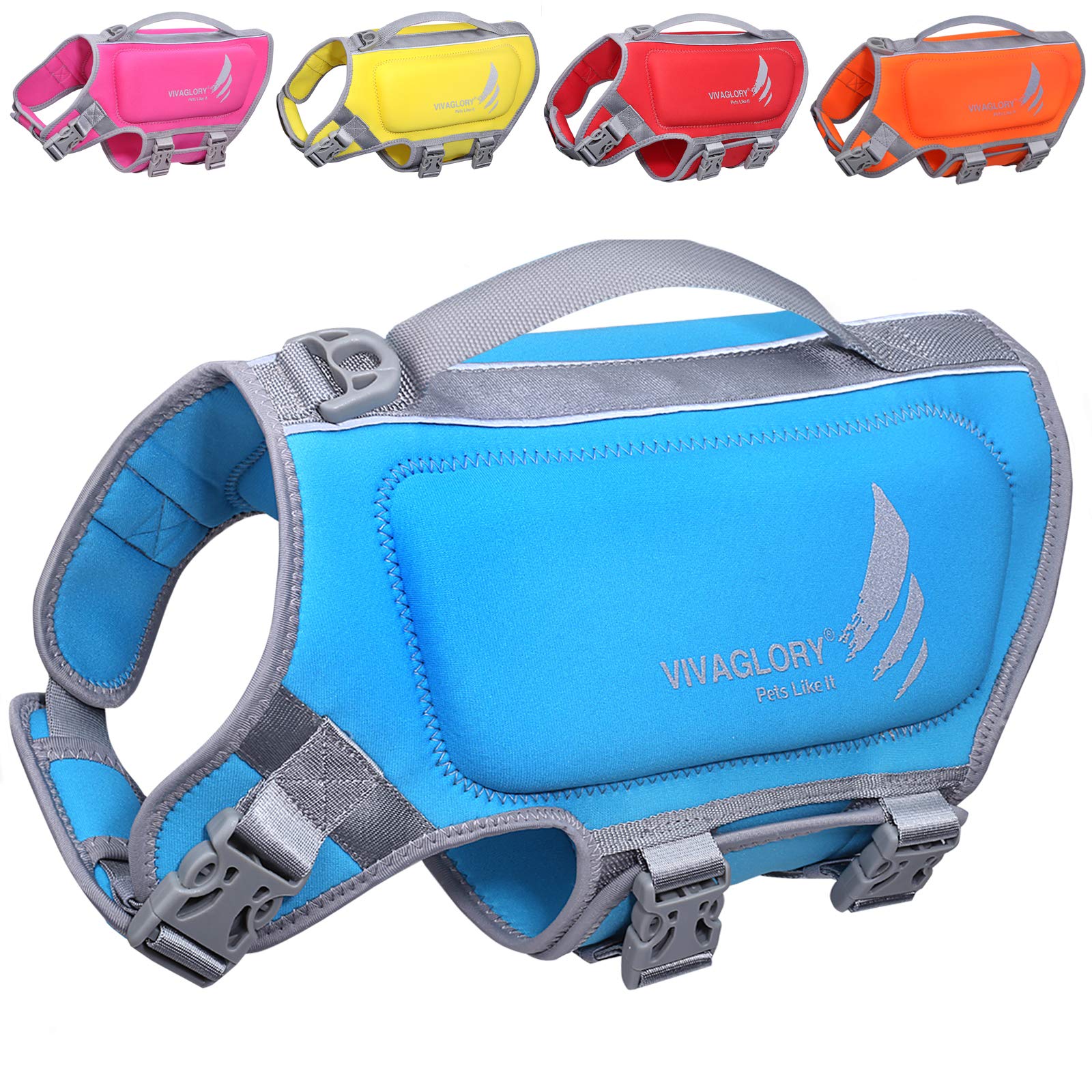 Vivaglory Lightweight Dog Life Jacket, Pet Life Preserver Life Vest Skin-Friendly Neoprene For Puppy Small Dogs With D-Ring And 