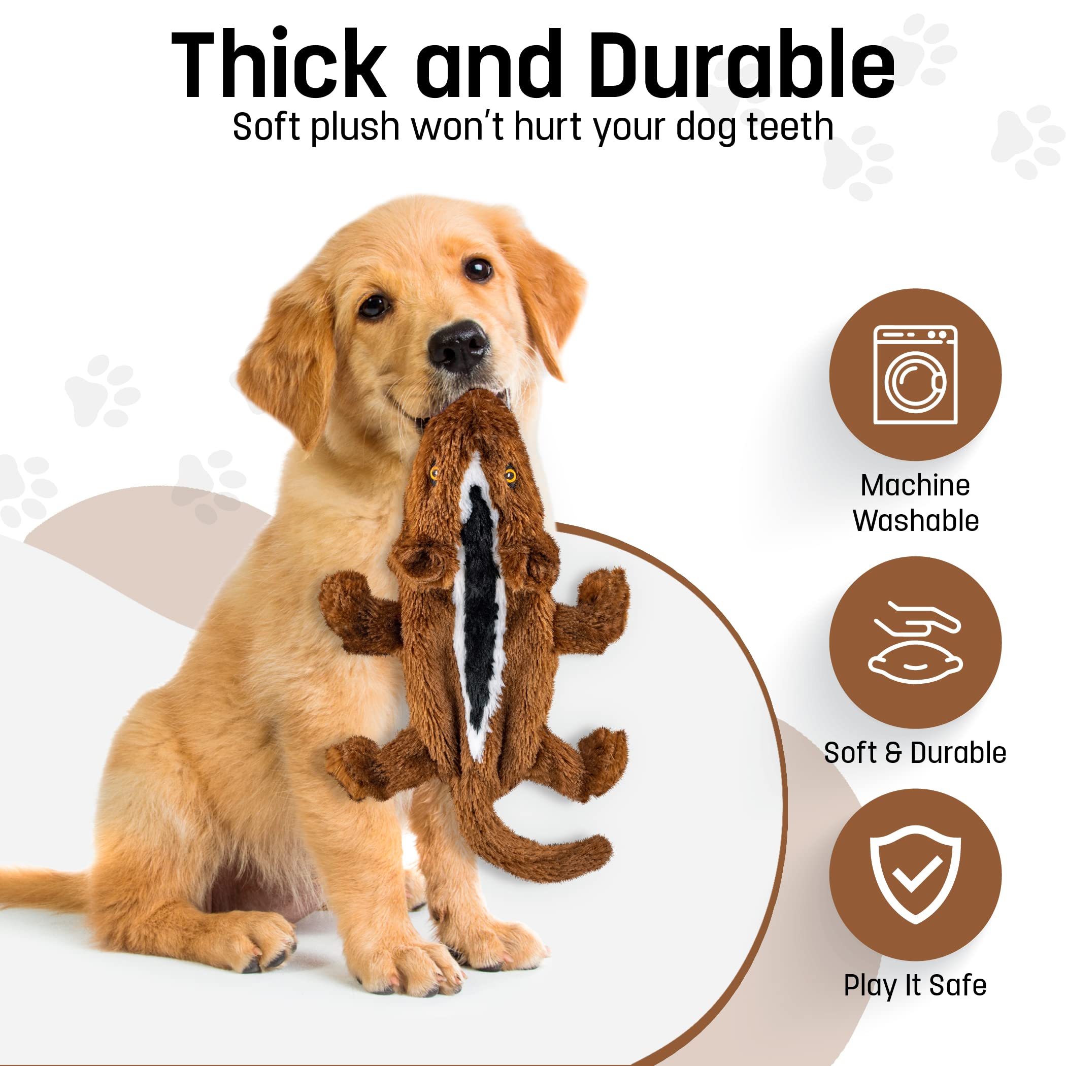 Fga Marketplace Chipmunk Flat No Stuffing No Squeak Plush Dog Toy, Funny Style Will Entertain Your Dog For Hours, Recommended For Small And Medium Dog 21 Inch Long