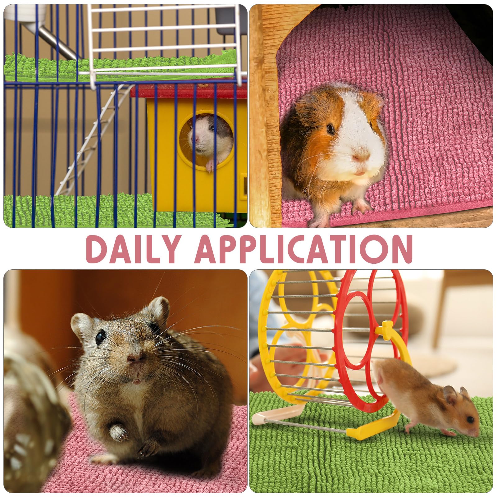 Amylove 4 Pcs Guinea Pig Cage Liner Guinea Pig Bedding Washable Fleece Pee Pads Reusable Small Animals Training Mat Small Animal