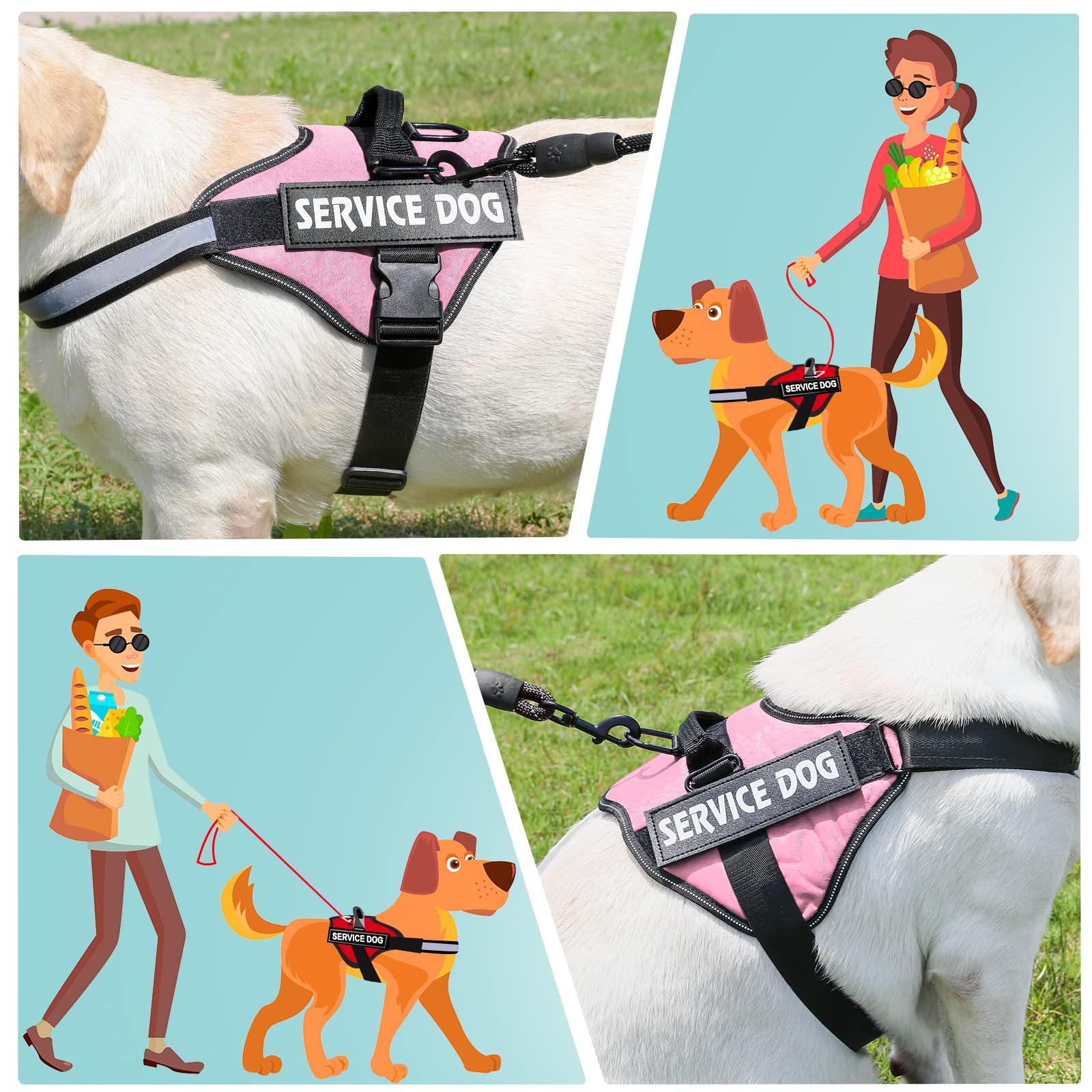 Mumupet Service Dog Harness, No Pull Easy On And Off Pet Vest Harness, 3M Reflective Breathable & Easy Adjust Pet Halters With N