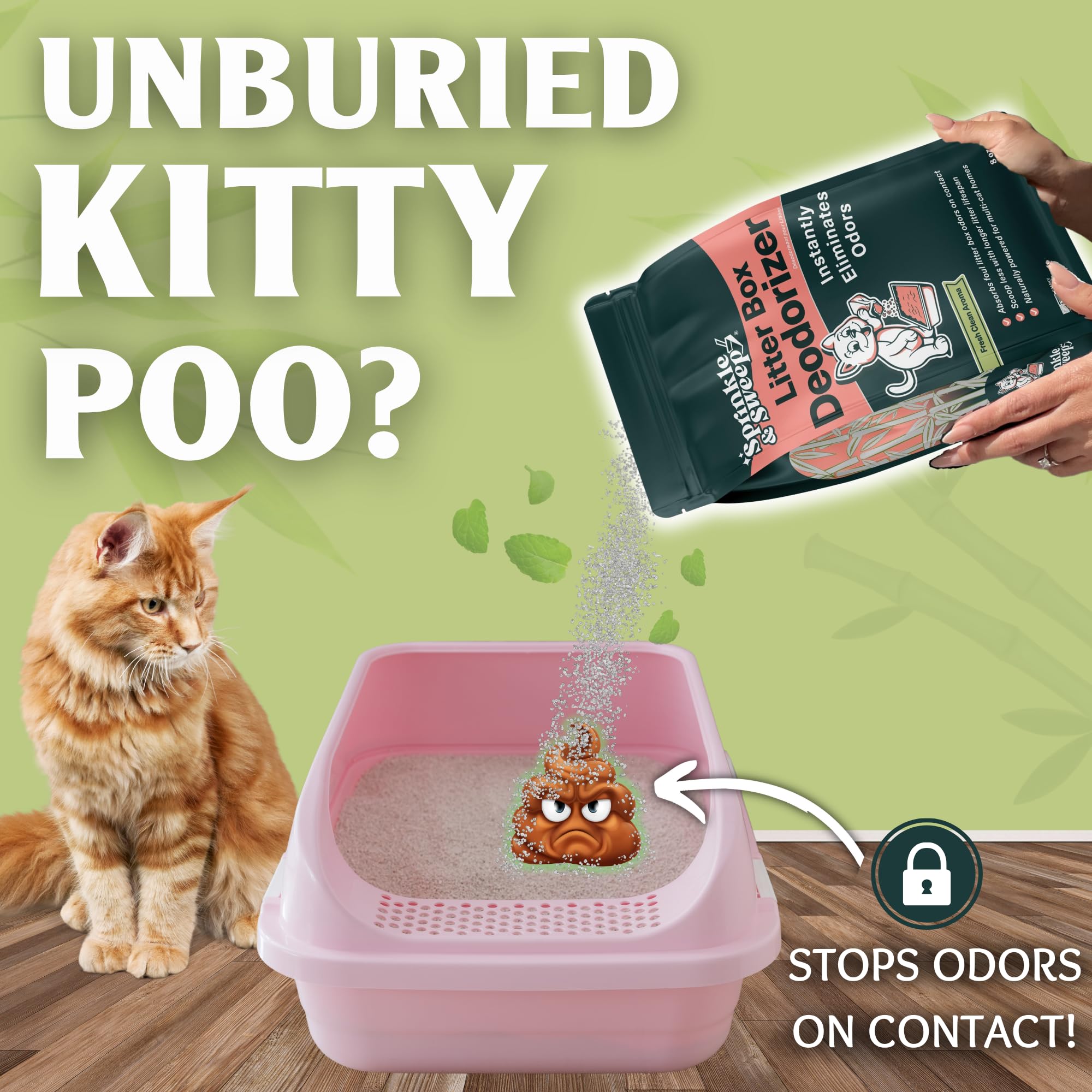 Sprinkle & Sweep Litter Box Deodorizer - Cat Litter Deodorizer Non Toxic And Safe For Kittens - Instantly Eliminates Foul Smells