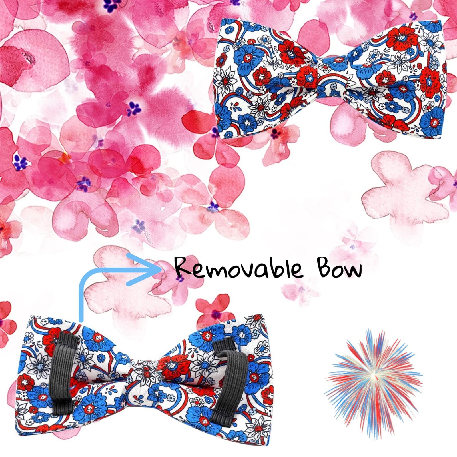 Elegant Little Tail Independence Dog Collar, 4Th Of July Patriotic Holiday Bowtie Dog Collars Holiday Pet Gift Adjustable Soft P