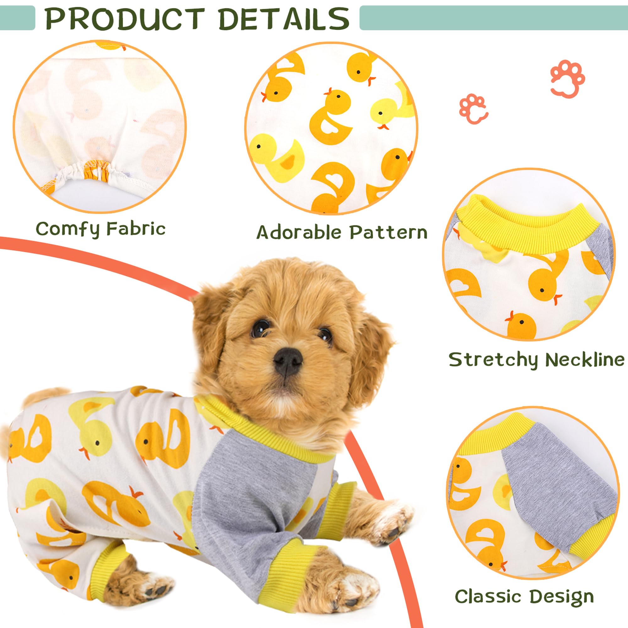 Uratot 5 Pieces Puppy Dog Pajamas Pet Jumpsuit Soft Puppy Rompers Pet Dog Cute Clothes Onesies Puppy Bodysuits For Pet Puppy Dog Cat, 5 Styles (Medium)