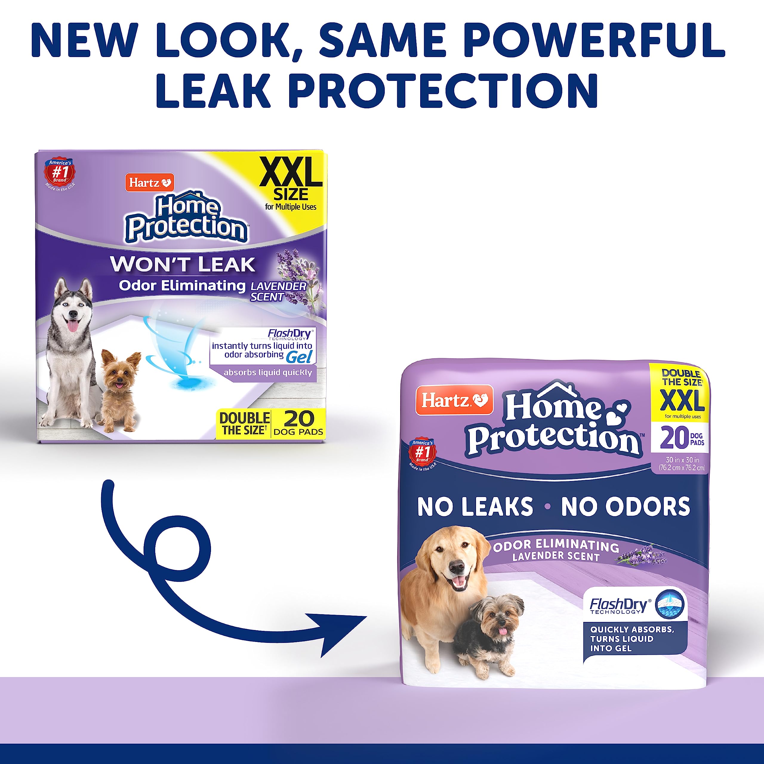Hartz Home Protection Lavender Scent Odor Eliminating Gel Dog Pads, 30' X 30', 20 Count