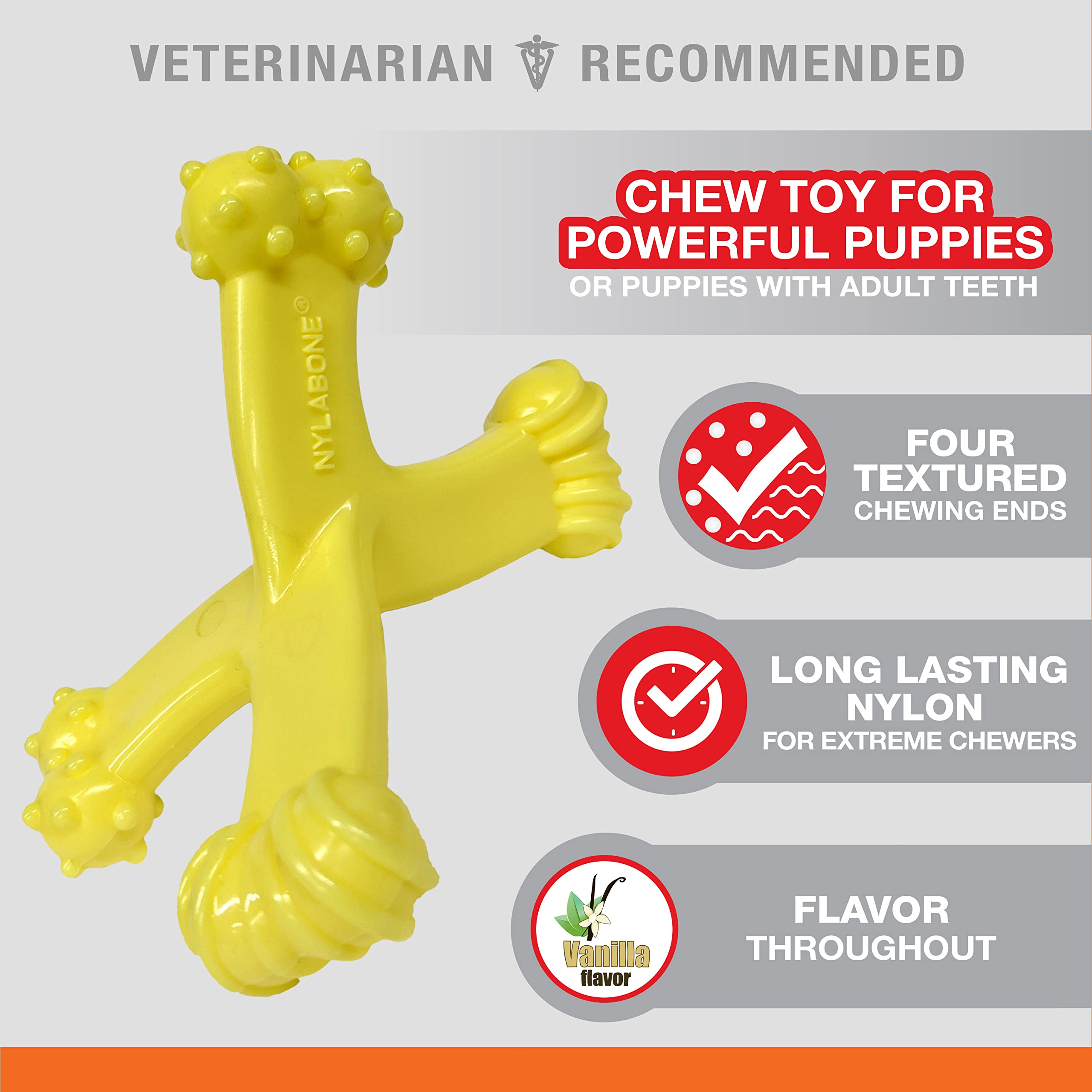 Nylabone Axis Bone Power Chew Toy For Dogs, Dog Toys For Aggressive Chewers, Vanilla Flavor, Small - Up To 25 Ibs, 1 Count