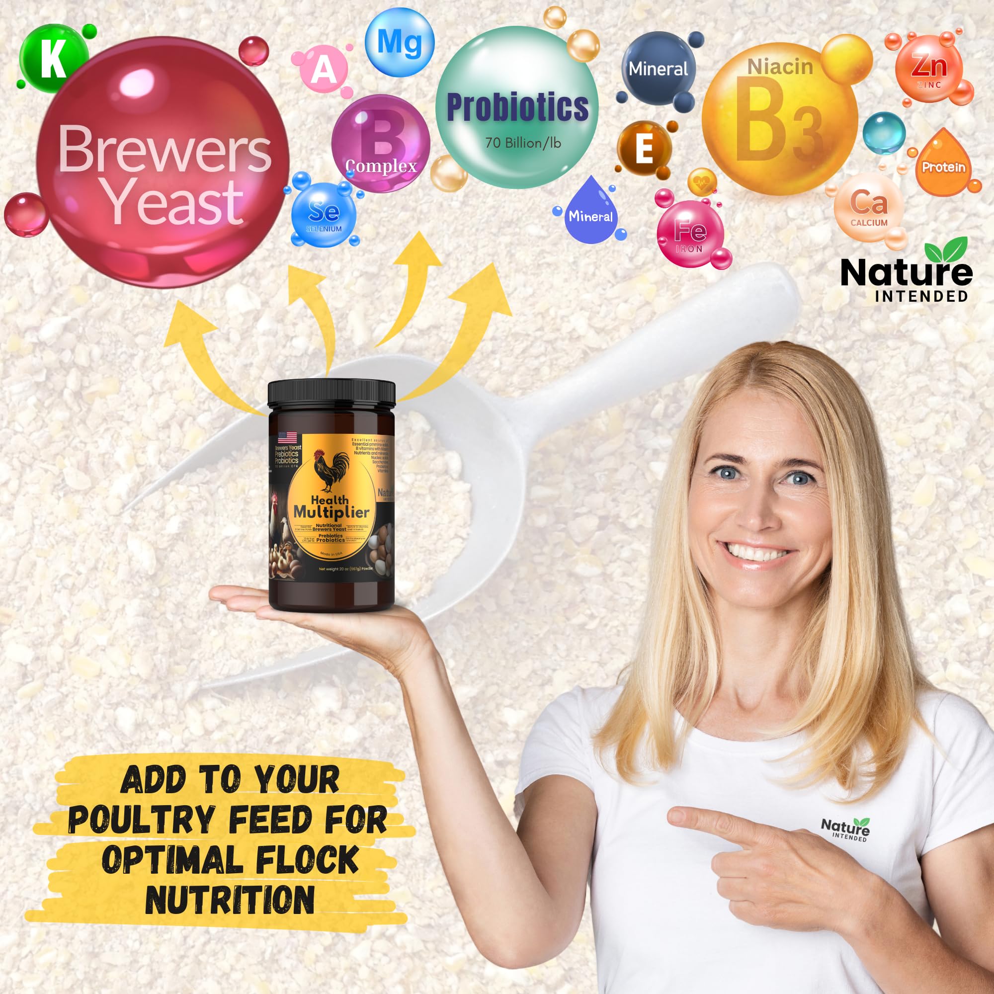 Health Multiplier Brewers Yeast for Ducks, Chicken Probiotic, Niacin for Ducks, Chicken Vitamins, Chick Probiotics, Baby Chick