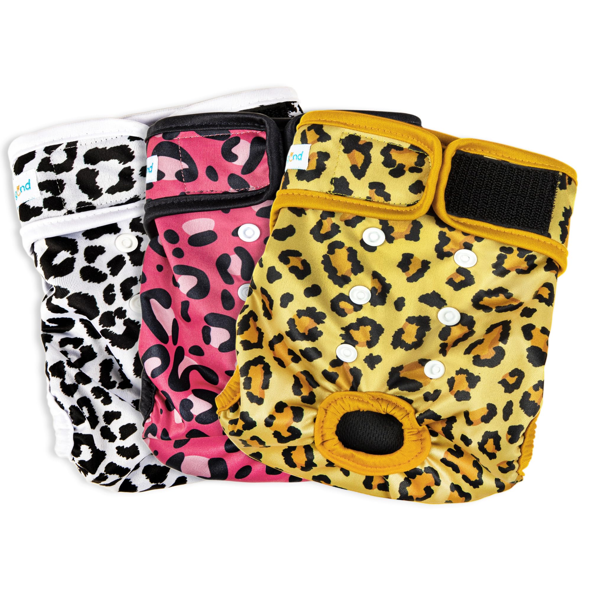 Paw Legend Washable Reusable Female Dog Diapers - No Leak Doggie Diapers For Heat Cycle (3 Pack, Leopard, X-Large)