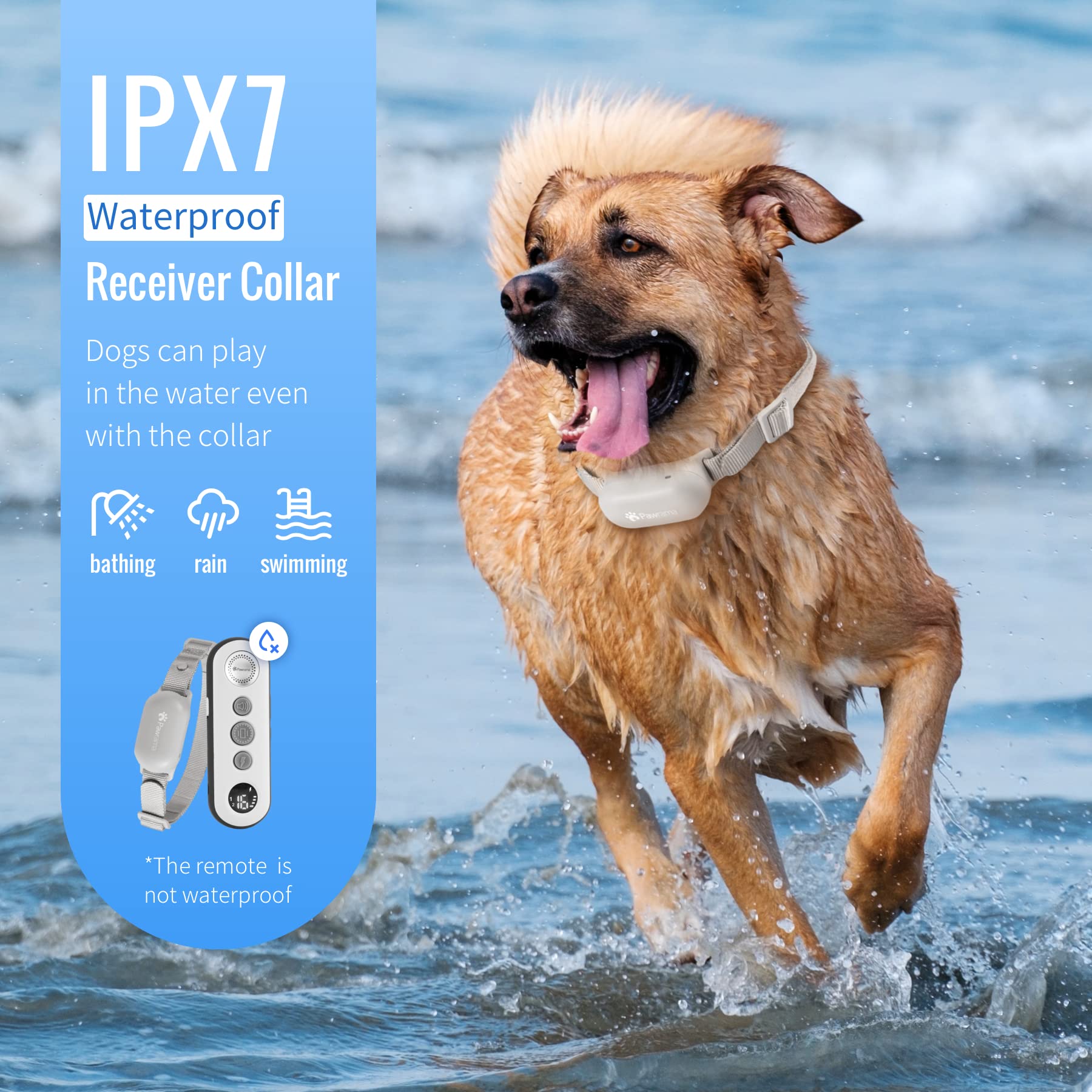 Pawrama Dog(8-120Lbs) Shock Collar With Remote 3000Ft,Grey