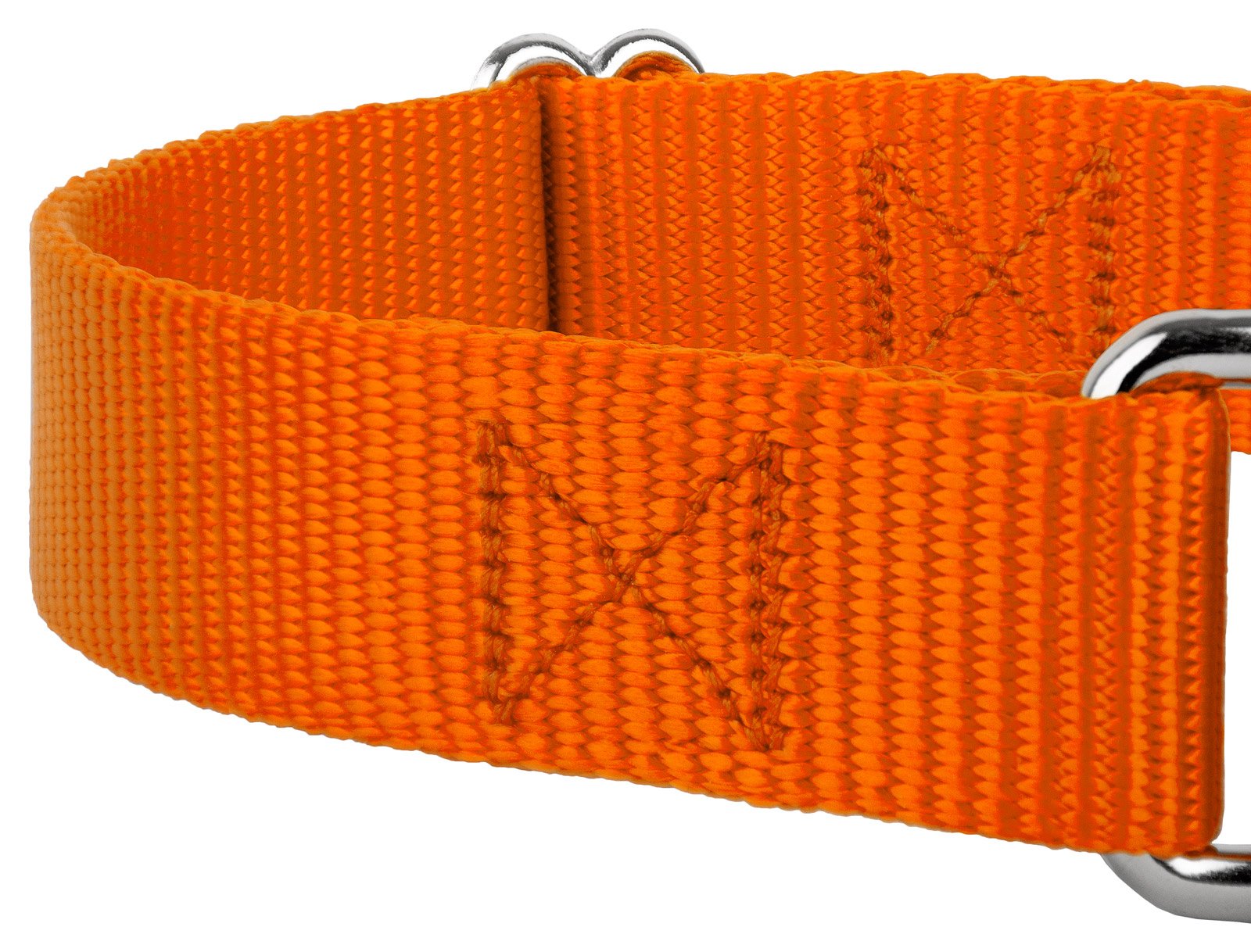 Country Brook Petz - Orange Martingale Heavyduty Nylon Dog Collar And Double Handle Leash (3/4 Inch, Small)