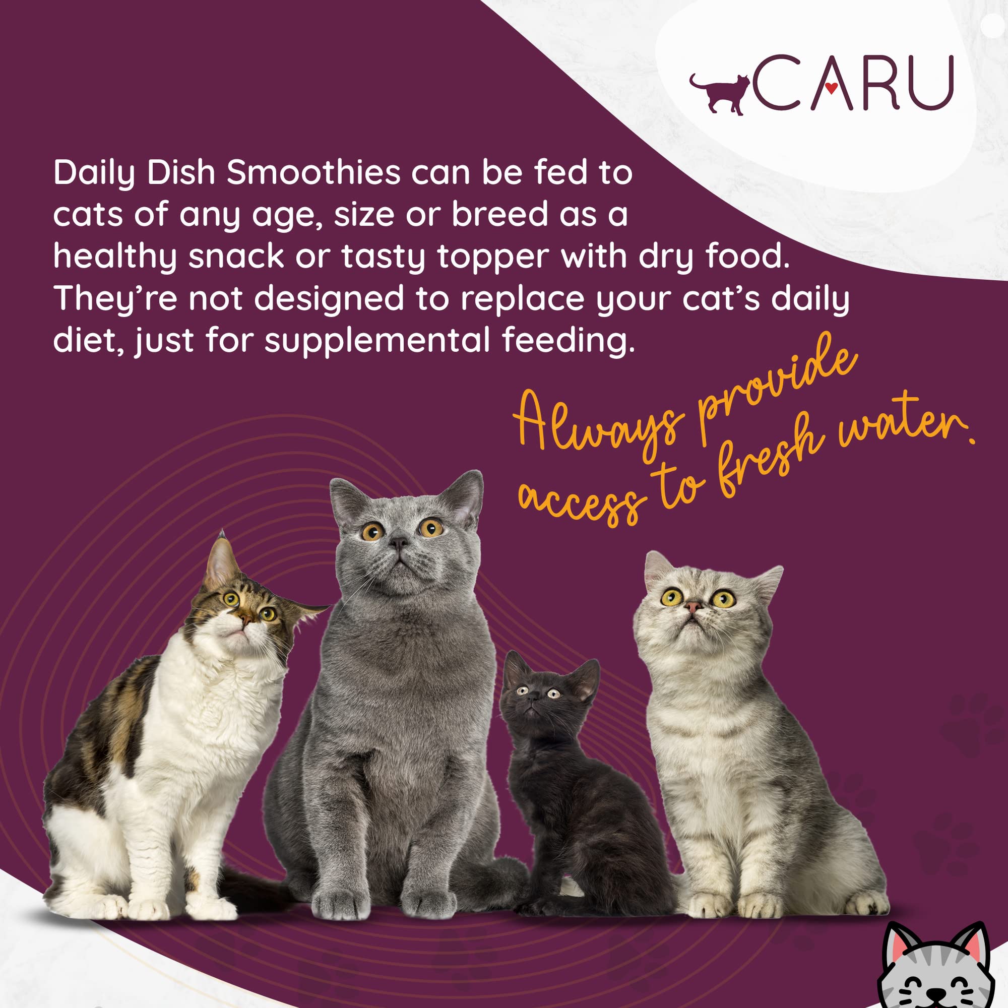 CARU - Daily Dish Tuna Flavored Cat Smoothies - 0.5oz Tubes - 4 Pack