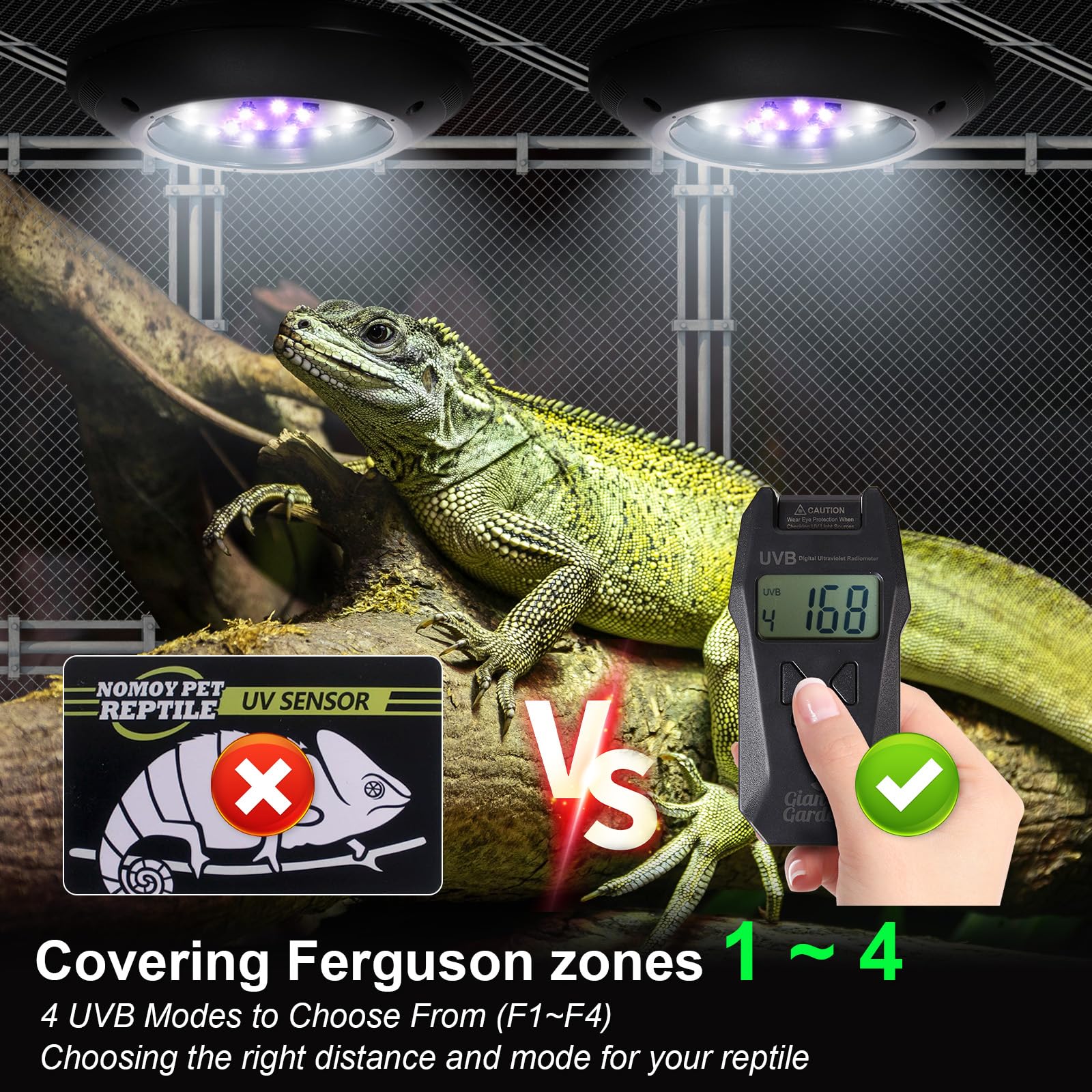 Led Uvb Light For Reptiles, 8W Uva Uvb Lamp - Timer Switch, Adjustable Brightness, Ferguson Zones 1-4, Energy-Efficient, Uvi Lam