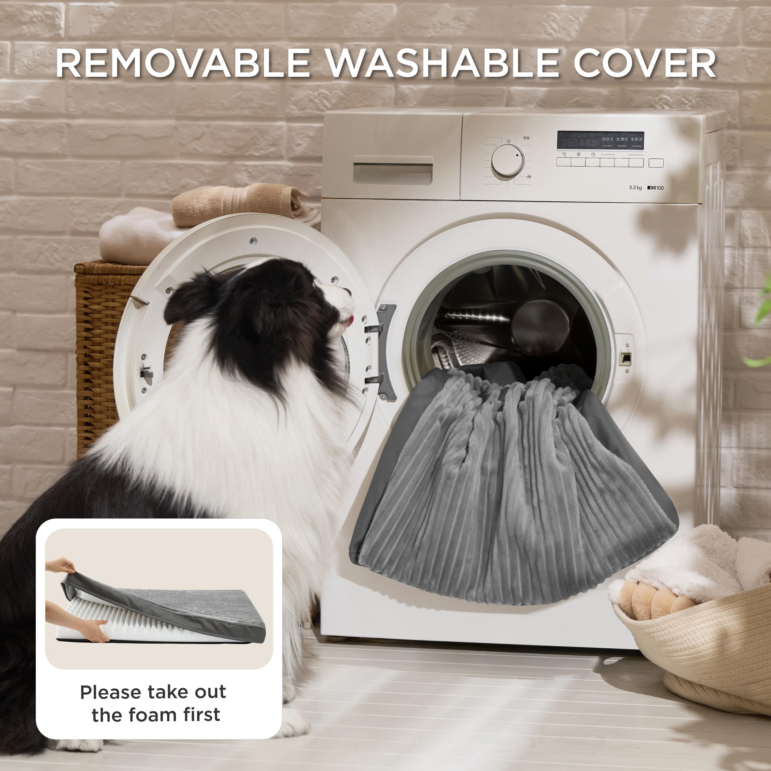 Bedsure XL Dog Bed for Crate - Large Orthopedic Pet Beds with Removable Machine Washable Cover, NOT Waterproof Egg Crate Foam Pu