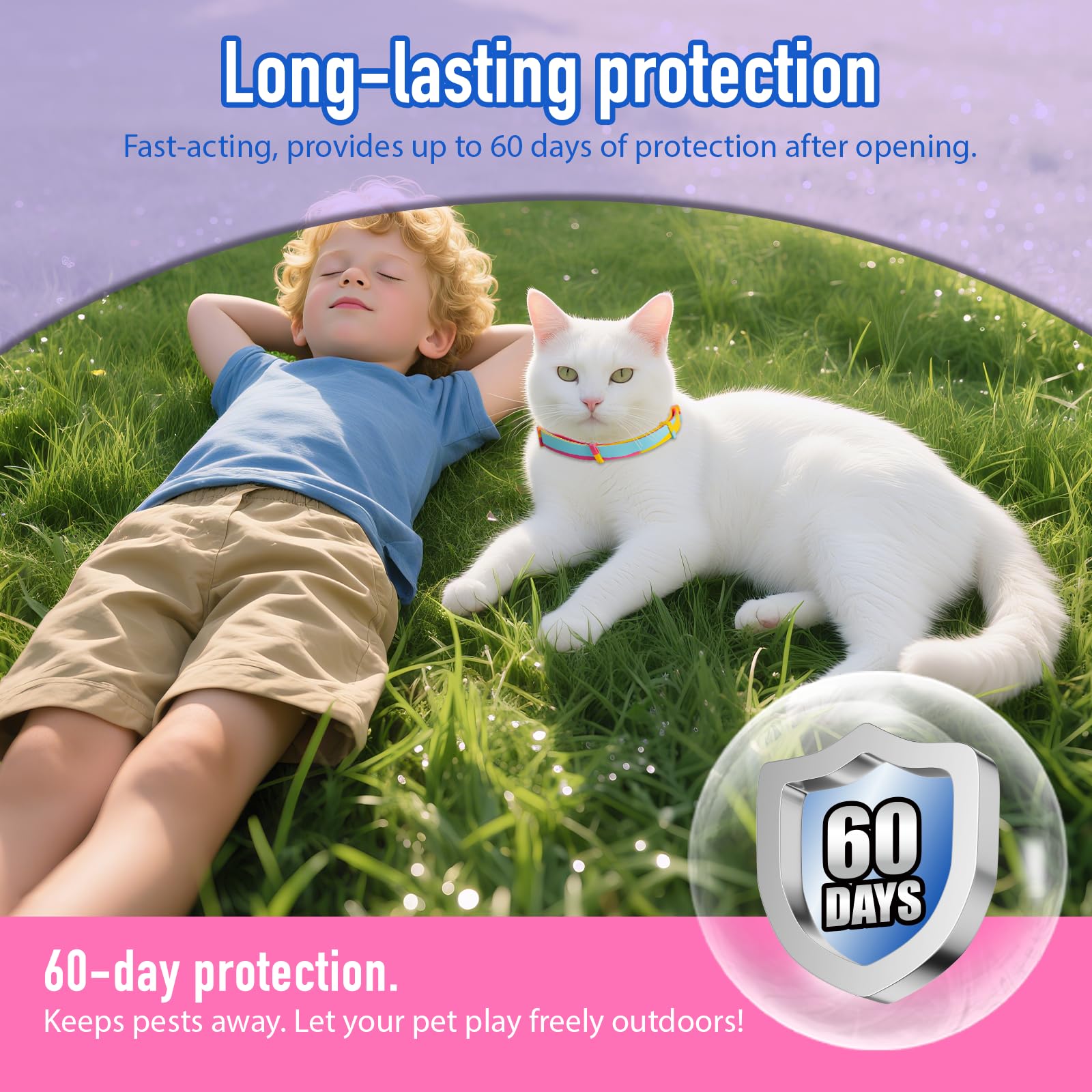 Flea and Tick Collar for Cats - Natural Essential Oil Formula, 60 Days Protection, Waterproof & Adjustable Flea Collar for Small