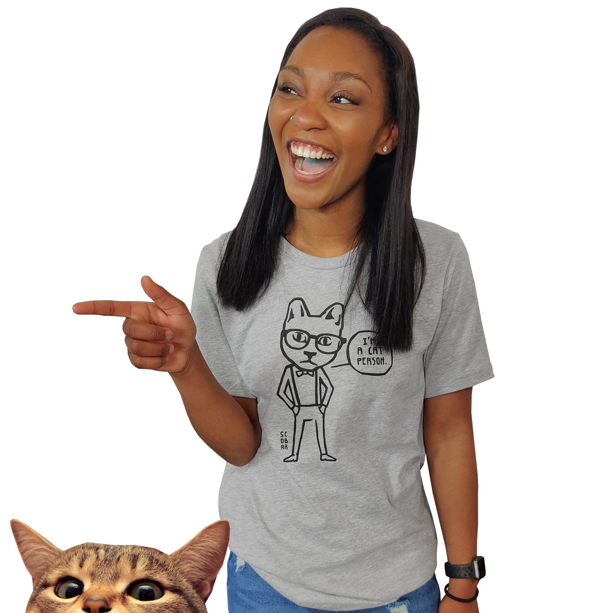 Cat/Dog Person T-Shirt (Cat Grey, X-Large)