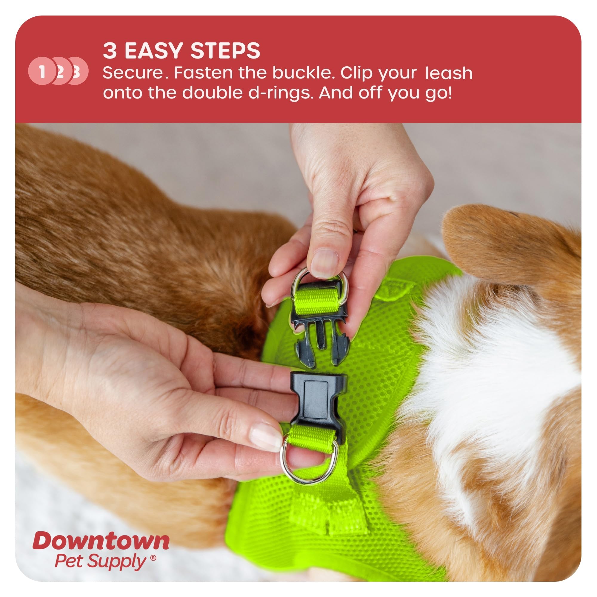Downtown Pet Supply Step In Dog Harness No Pull, X-Large, Atomic Yellow - Adjustable Harness With Padded Mesh Fabric And Reflect