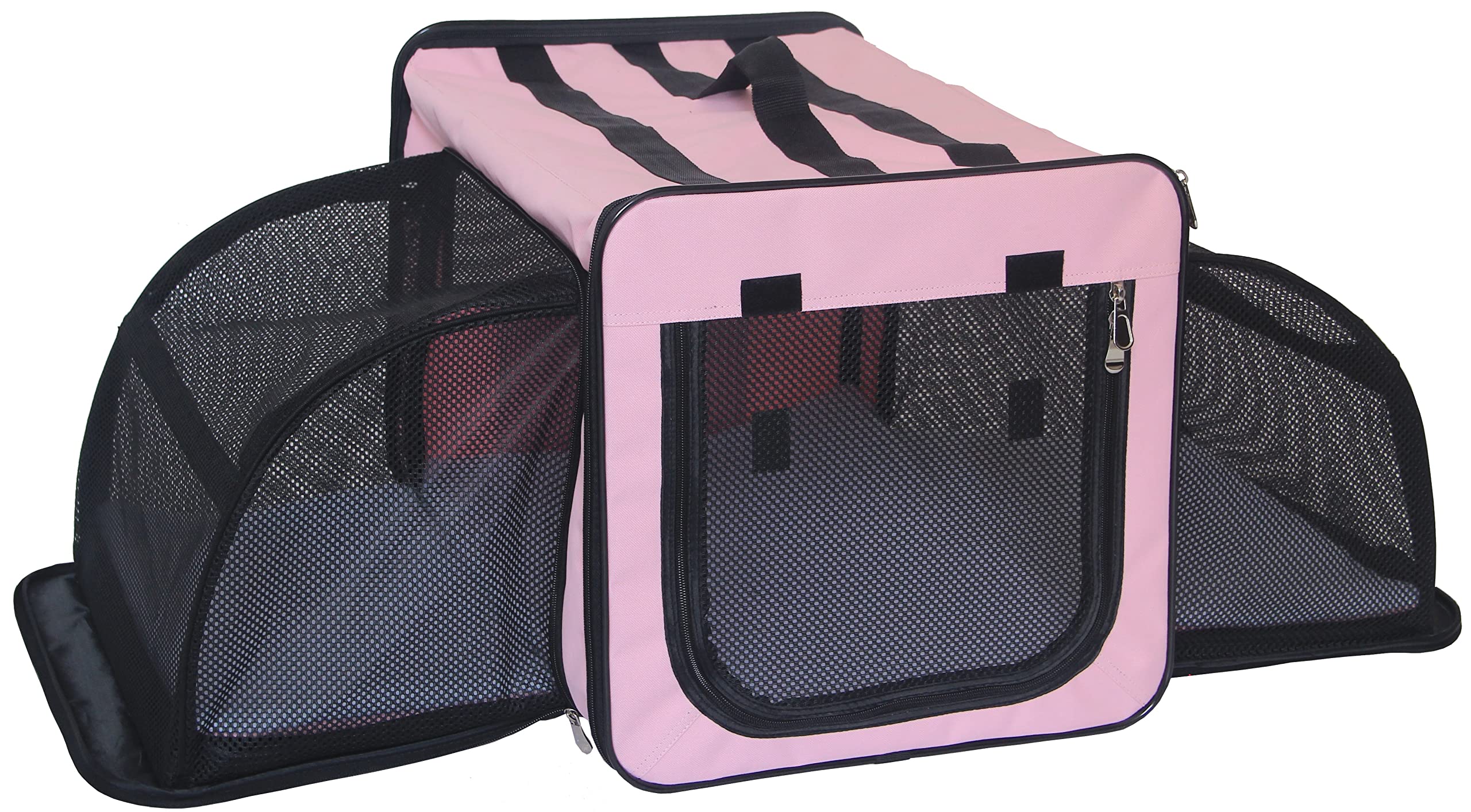 Pet Life Capacious Dual-Expandable Wire Folding Lightweight Collapsible Travel Pet Dog Crate(D0102H703V7.)