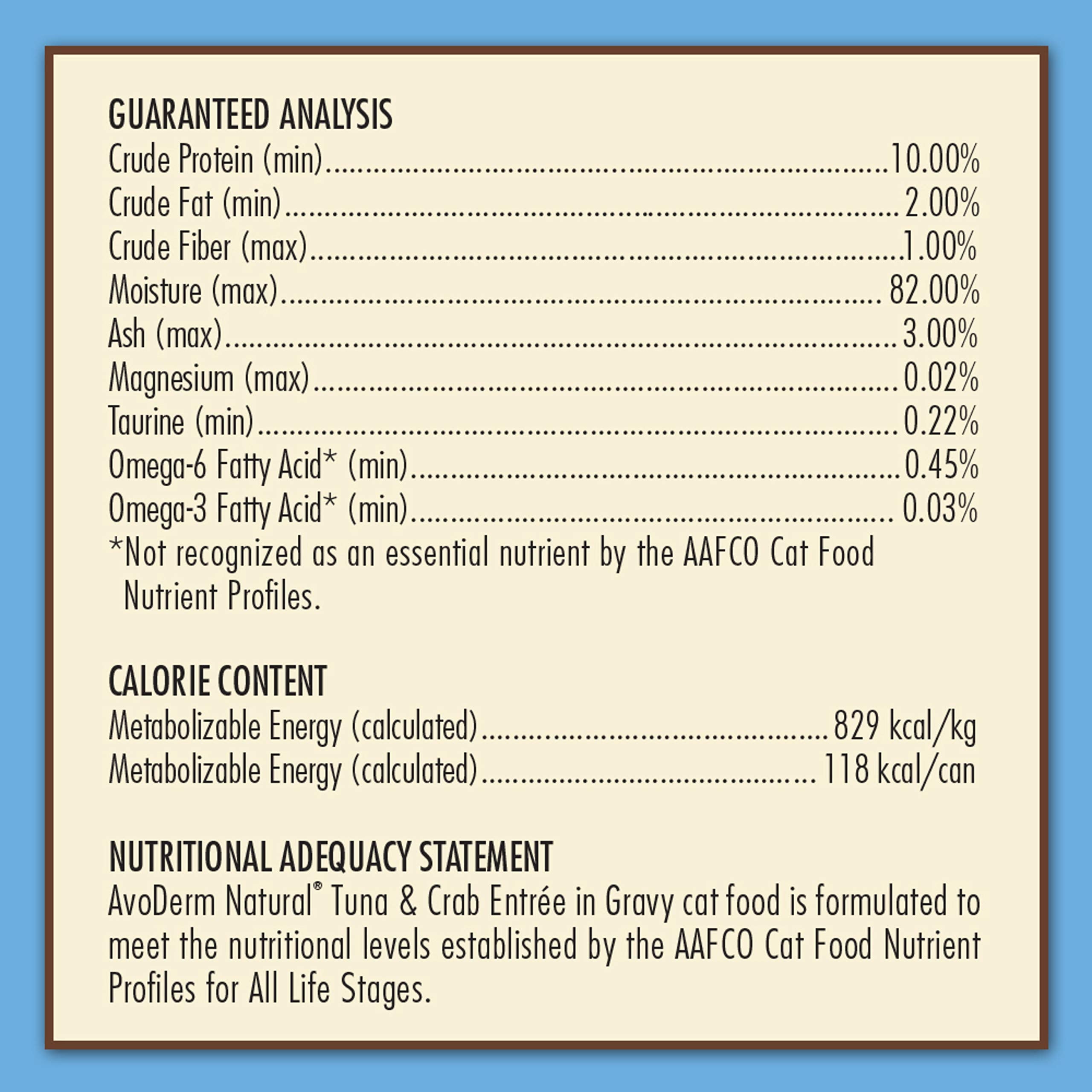 AvoDerm Natural Grain Free Tuna & Crab Entree in Gravy Canned Wet Cat Food, 3-Ounce Cans, (Case of 24)