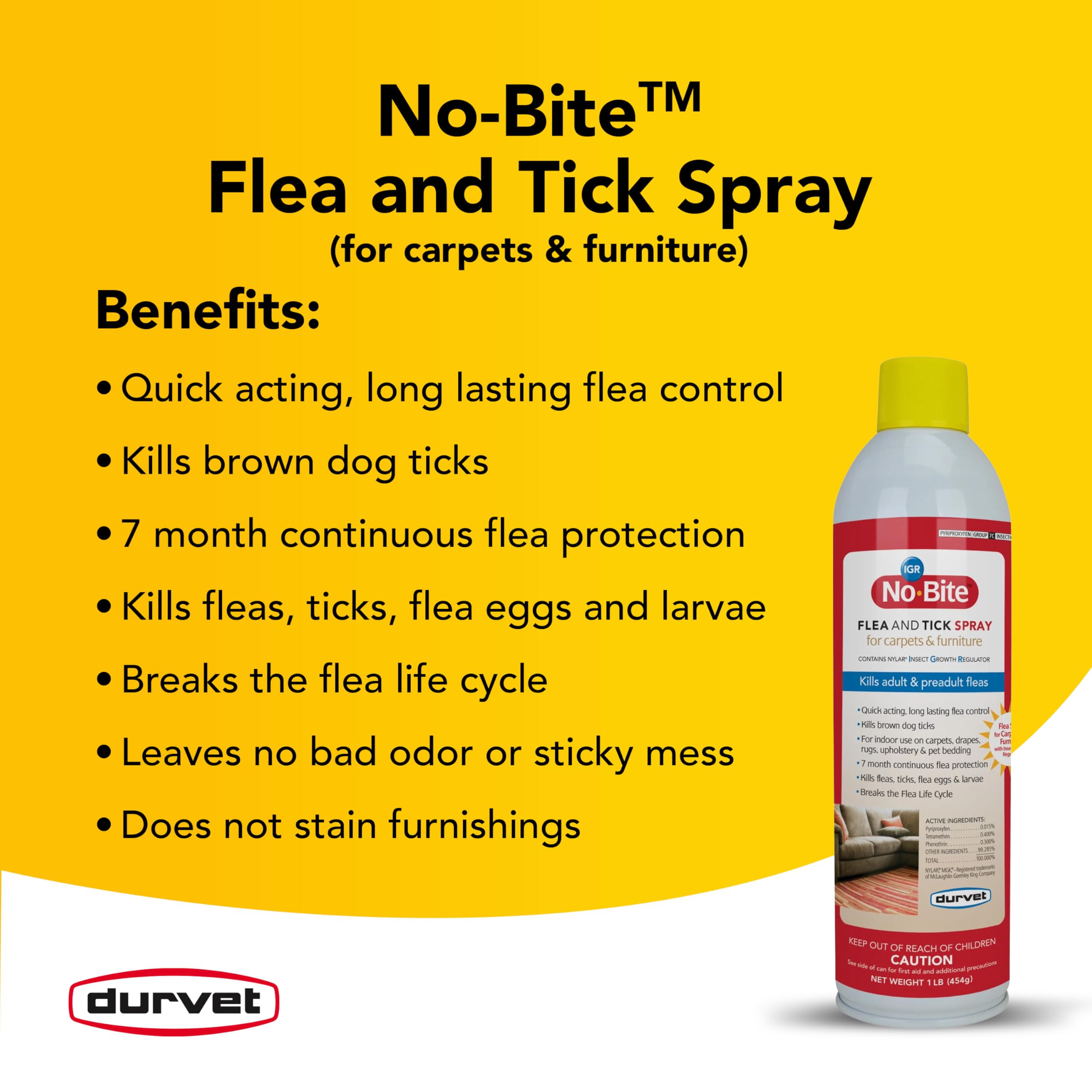 Durvet Flea and Tick Spray for Carpets & Furniture, 16 oz - Model 011-1134