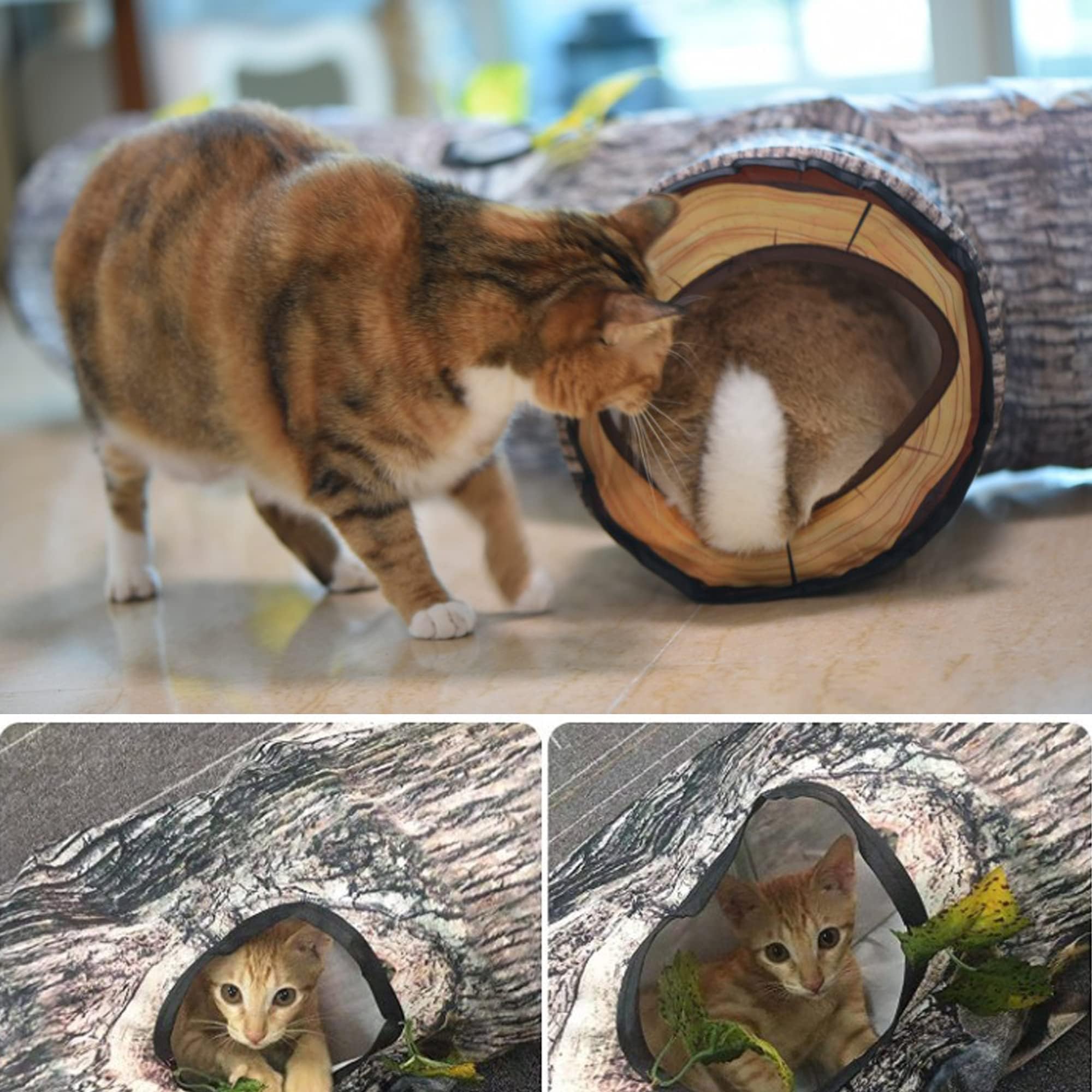 GRETMIX Cat Tunnel,3 Way Cat Toys,Cat Tunnels for Indoor, Cat Maze for Kitty, Puppy, Kitten, and Rabbit to Chase and Play, Colla