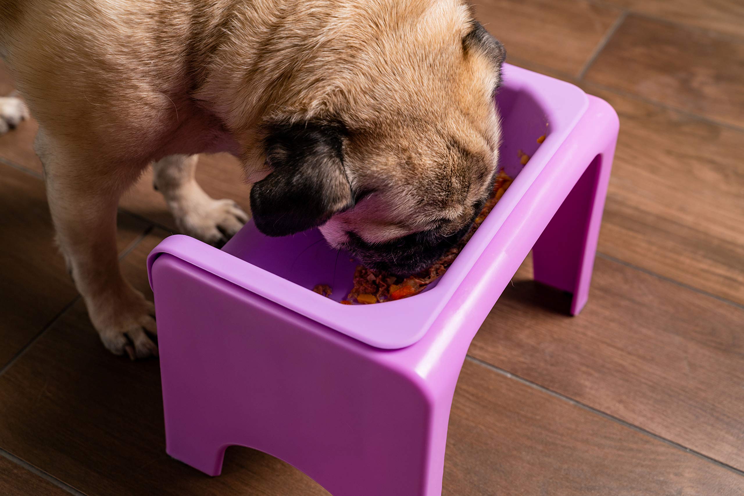 Fluff Trough Elevated Dog Bowl for Food | 5inch Tall Cat & Dog Feeding Station | Vet Approved Non-Toxic Silicone Feeder Bowl Ins
