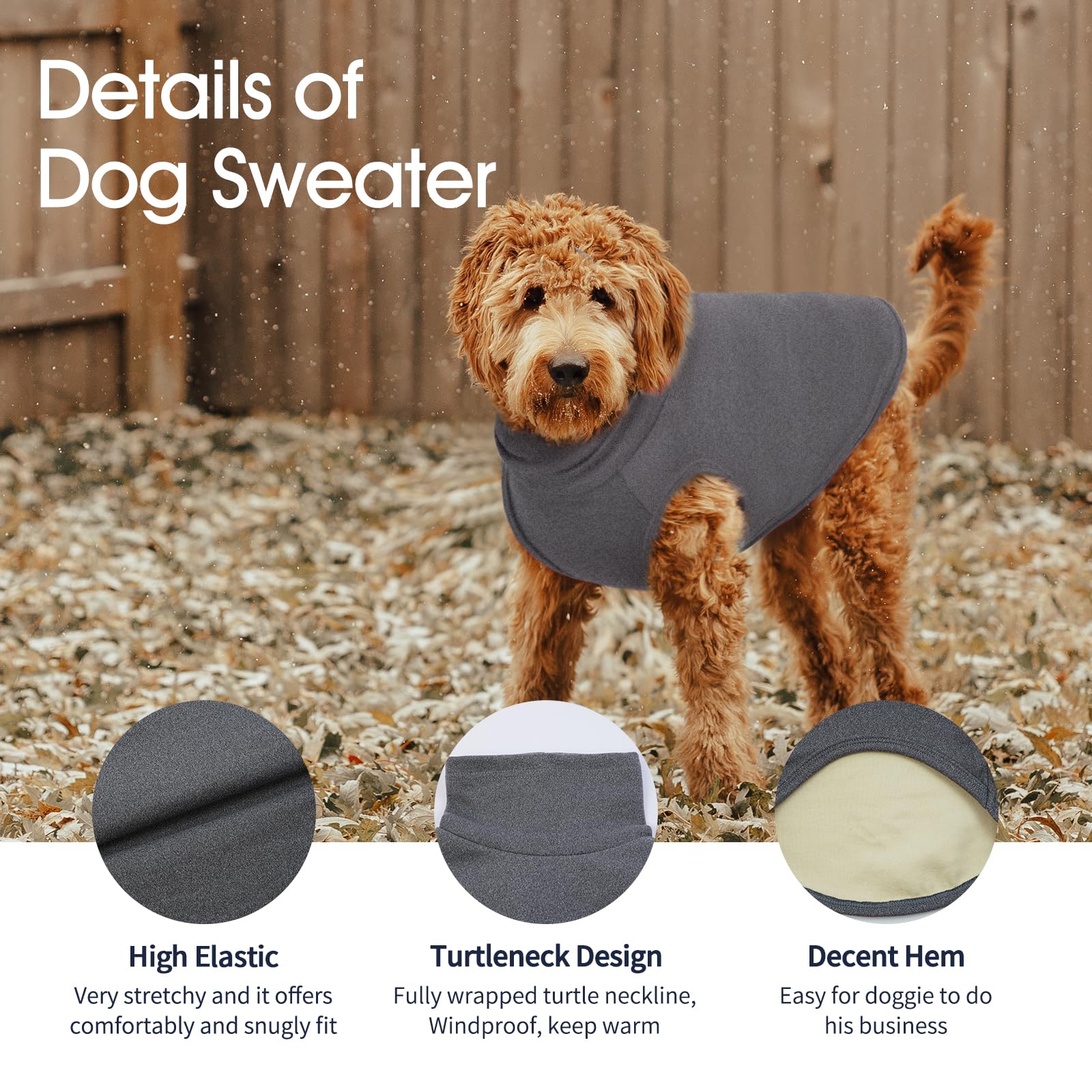 IECOii 4XL Dog Sweater,Stretch Fleece Vest Dog Sweater -Grey, XXXX-Large,Christmas Dog Sweater Big Dog Winter Clothe,Warm Pullov