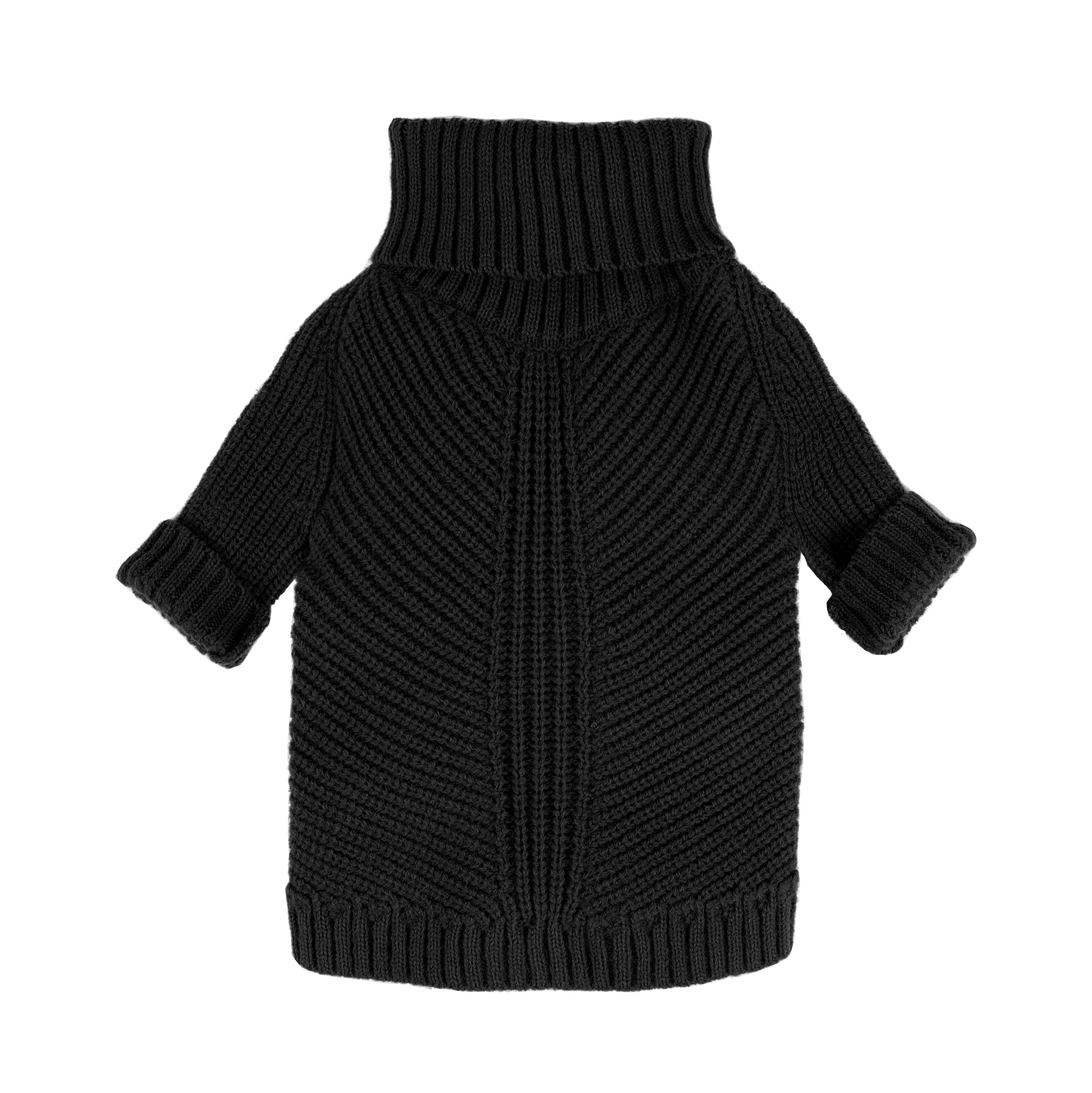 Fitwarm Dog Turtleneck Sweater, Thermal Knitted Pet Coat, Dog Winter Clothes For Small Dogs, Cat Apparel, Black, Xxl