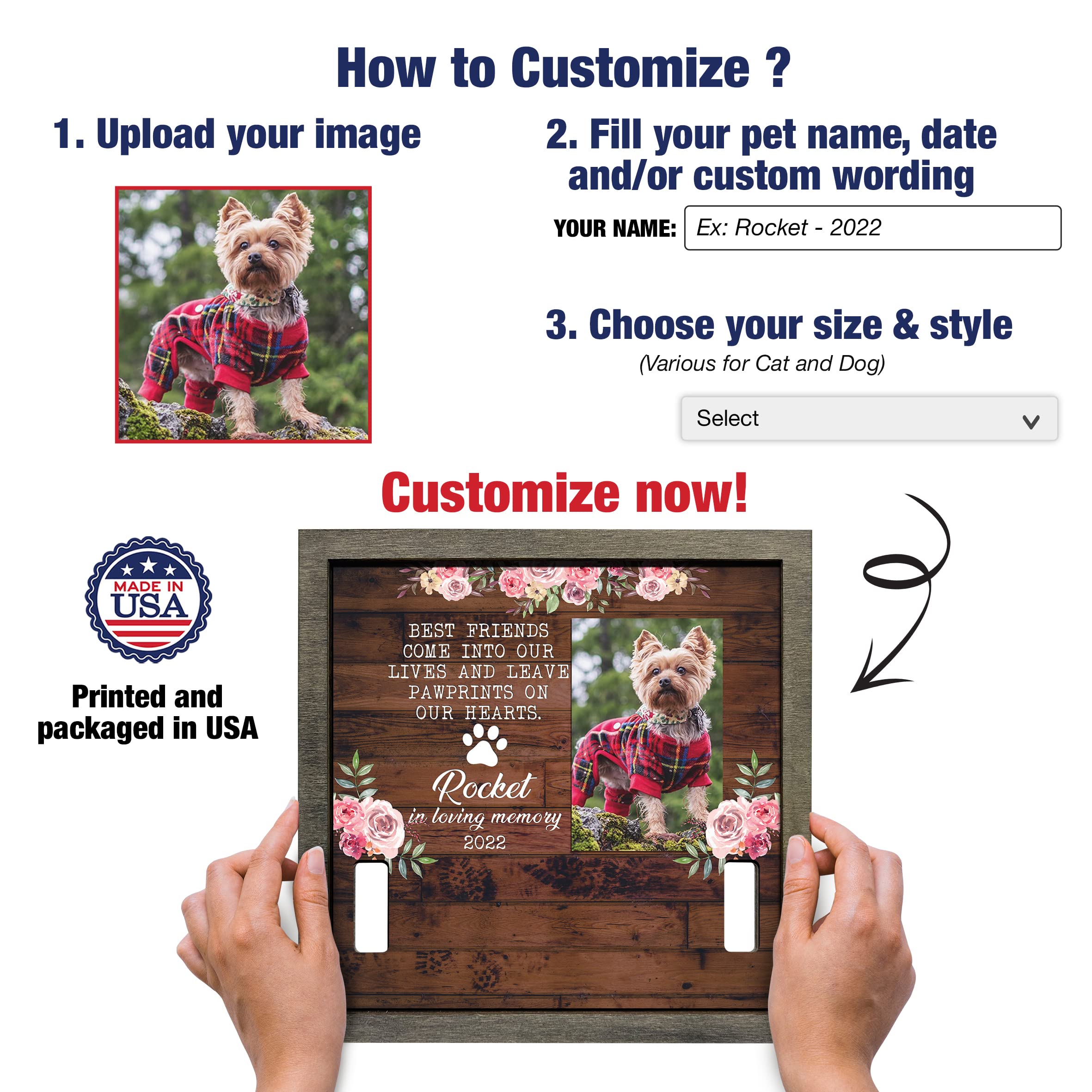 Bfigift Customized Pet Memorial Frame Wood Dog In Picture Deceased Pet Personalized Dog Remembrance Animal Passing Away Wood Gifts Puppy Picture Frames Gifts For Pet Owners Christmas Tabletop Plaque