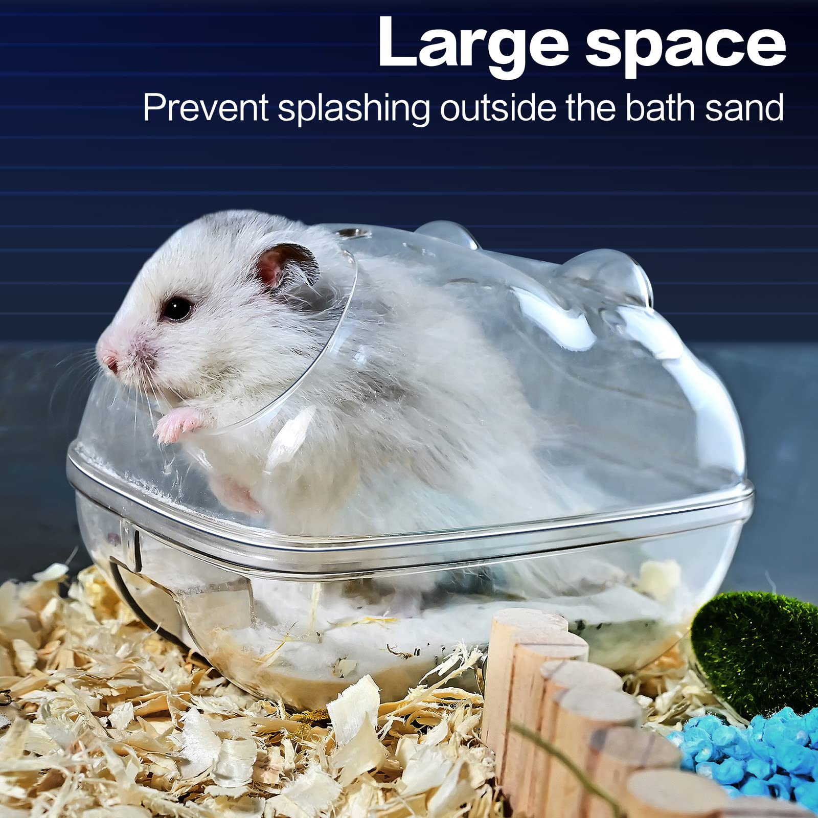 Lazyyzal Hamster Bathtub,Hamster Bathroom,Small Animal Habitat Décor,Sand Bath Container Transparent Beds,Hamster Bed,Ice Bathtub,Sleep Pad Nest,Sand Bath Box For Small Pet Animals Cage Accessories(L)